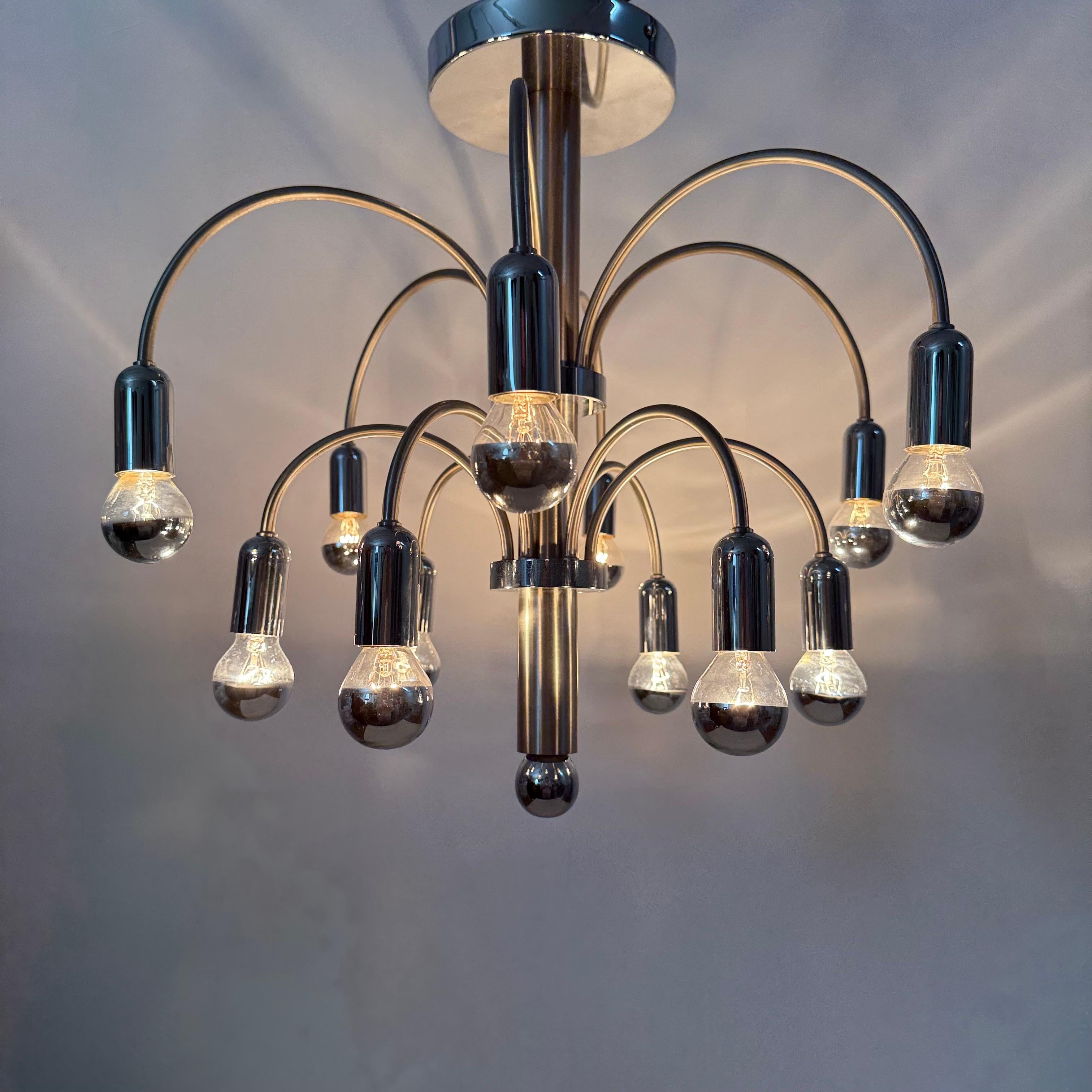 Late 20th Century Vintage Chromed Brass Ceiling Lamp from Sciolari, 1970s For Sale