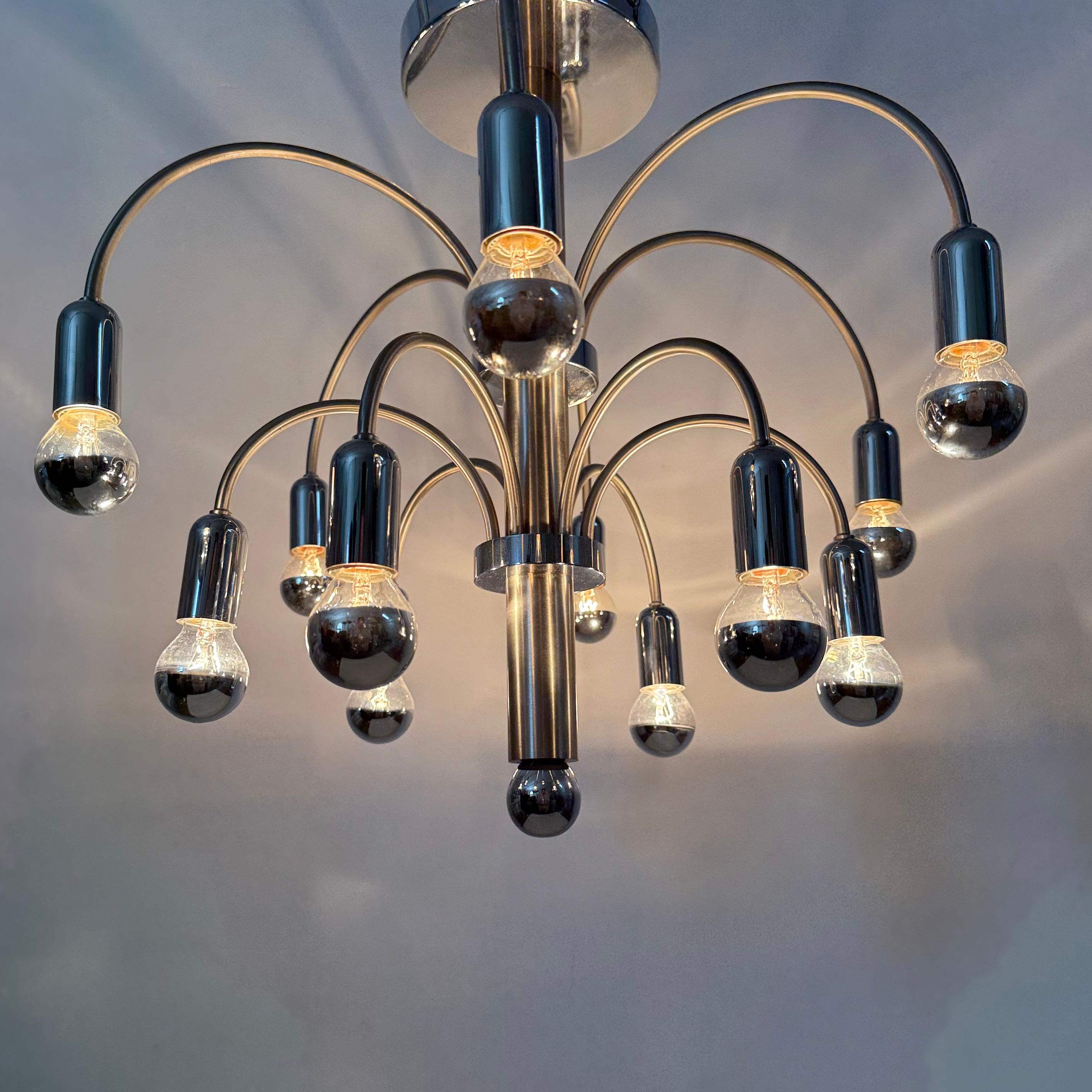Vintage Chromed Brass Ceiling Lamp from Sciolari, 1970s For Sale 1