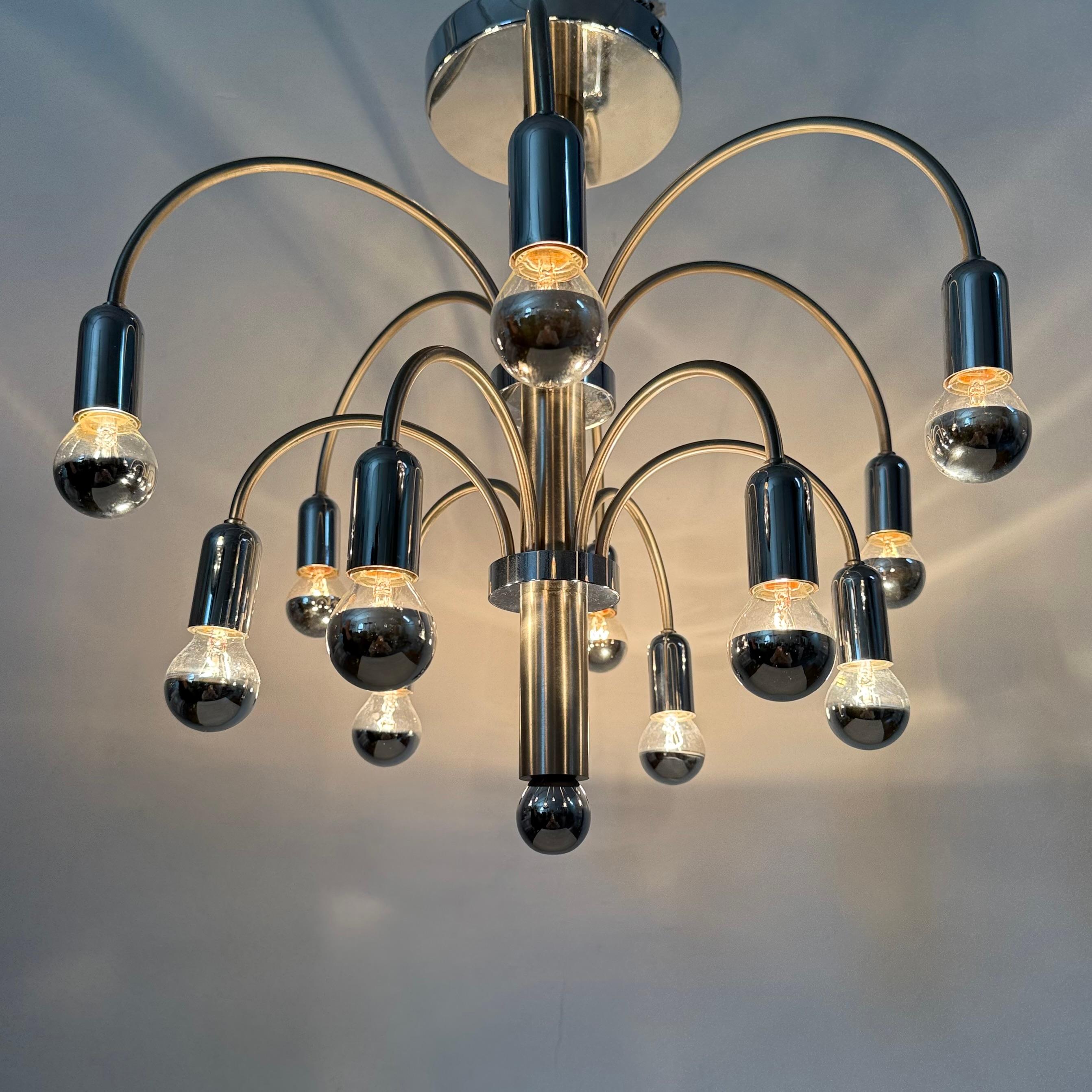 Vintage Chromed Brass Ceiling Lamp from Sciolari, 1970s For Sale 2
