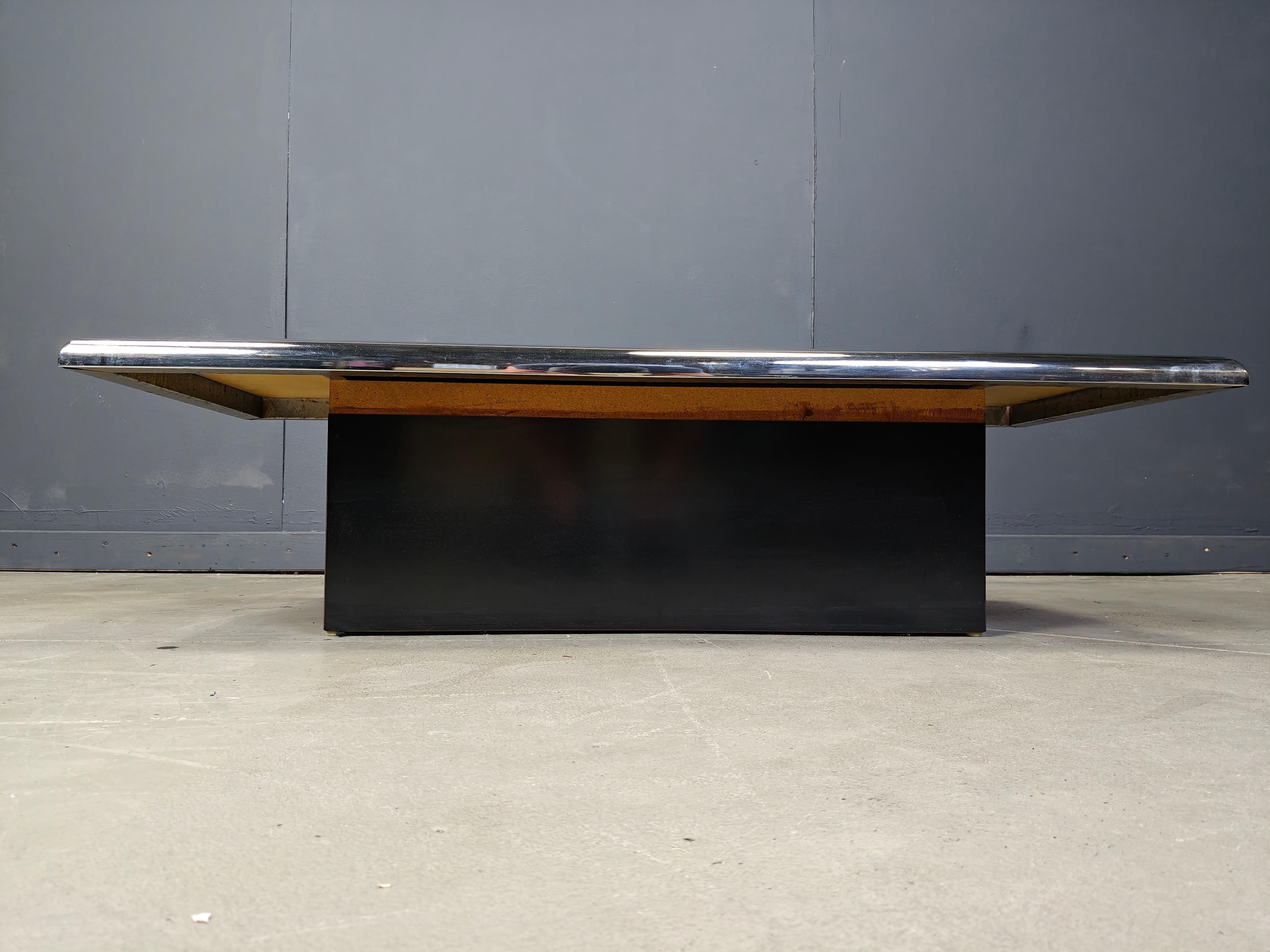 Late 20th Century Vintage chromed coffee table, 1970s For Sale