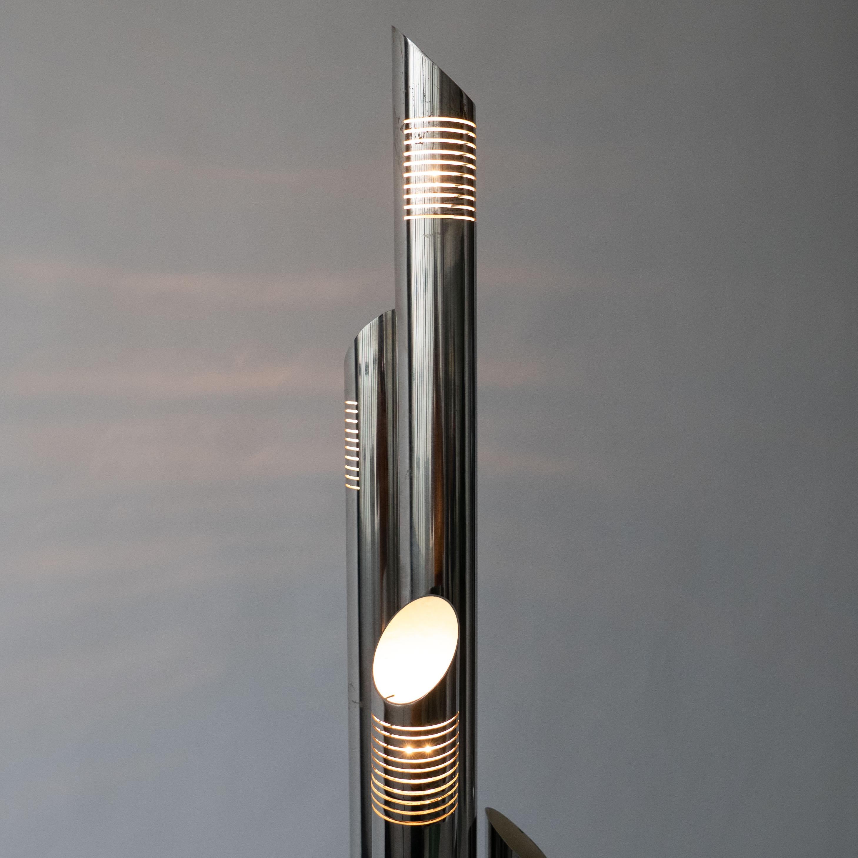 Sculptural Chromed Floor Lamp by Goffredo Reggiani, Italian Collectible Design For Sale 5