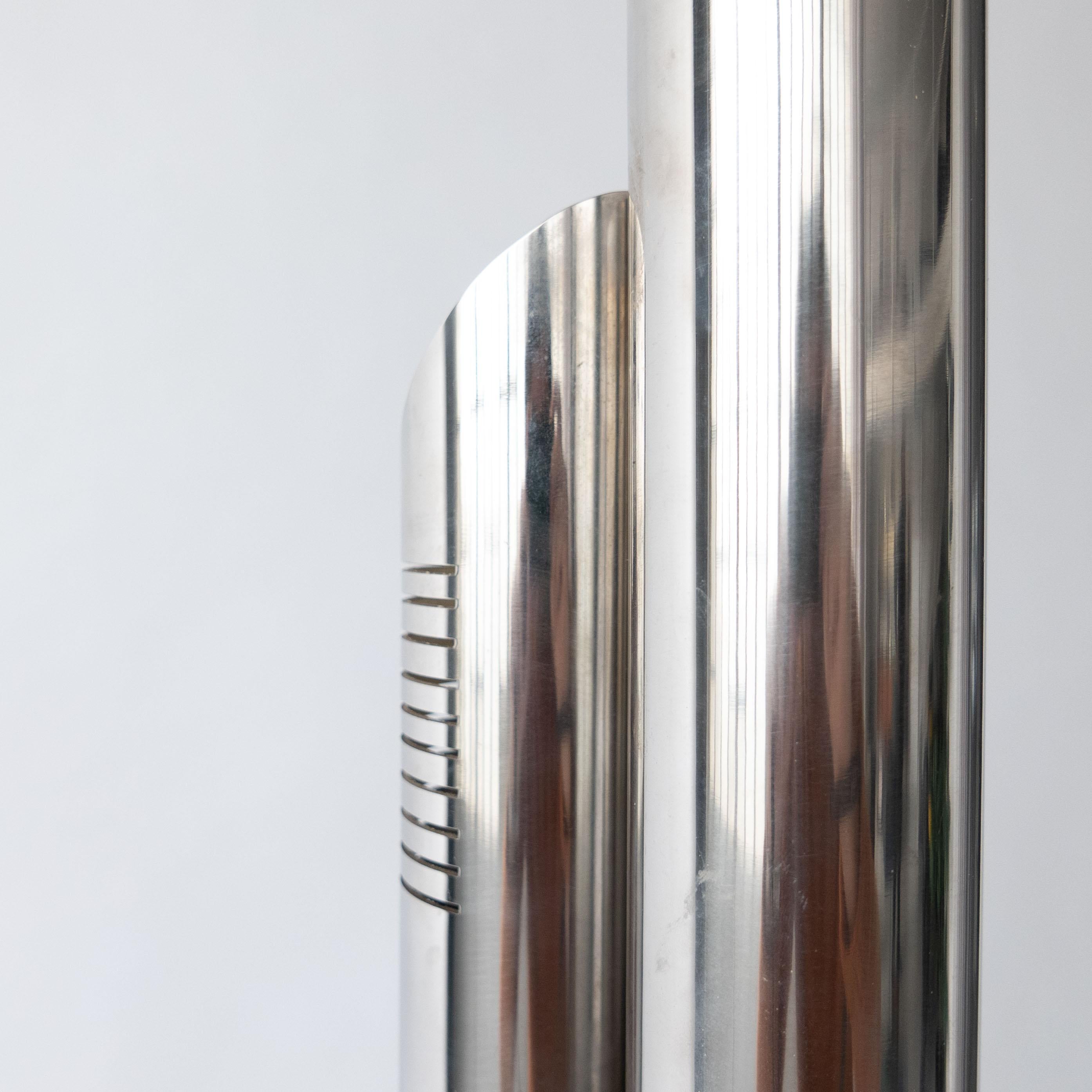 Sculptural Chromed Floor Lamp by Goffredo Reggiani, Italian Collectible Design For Sale 1