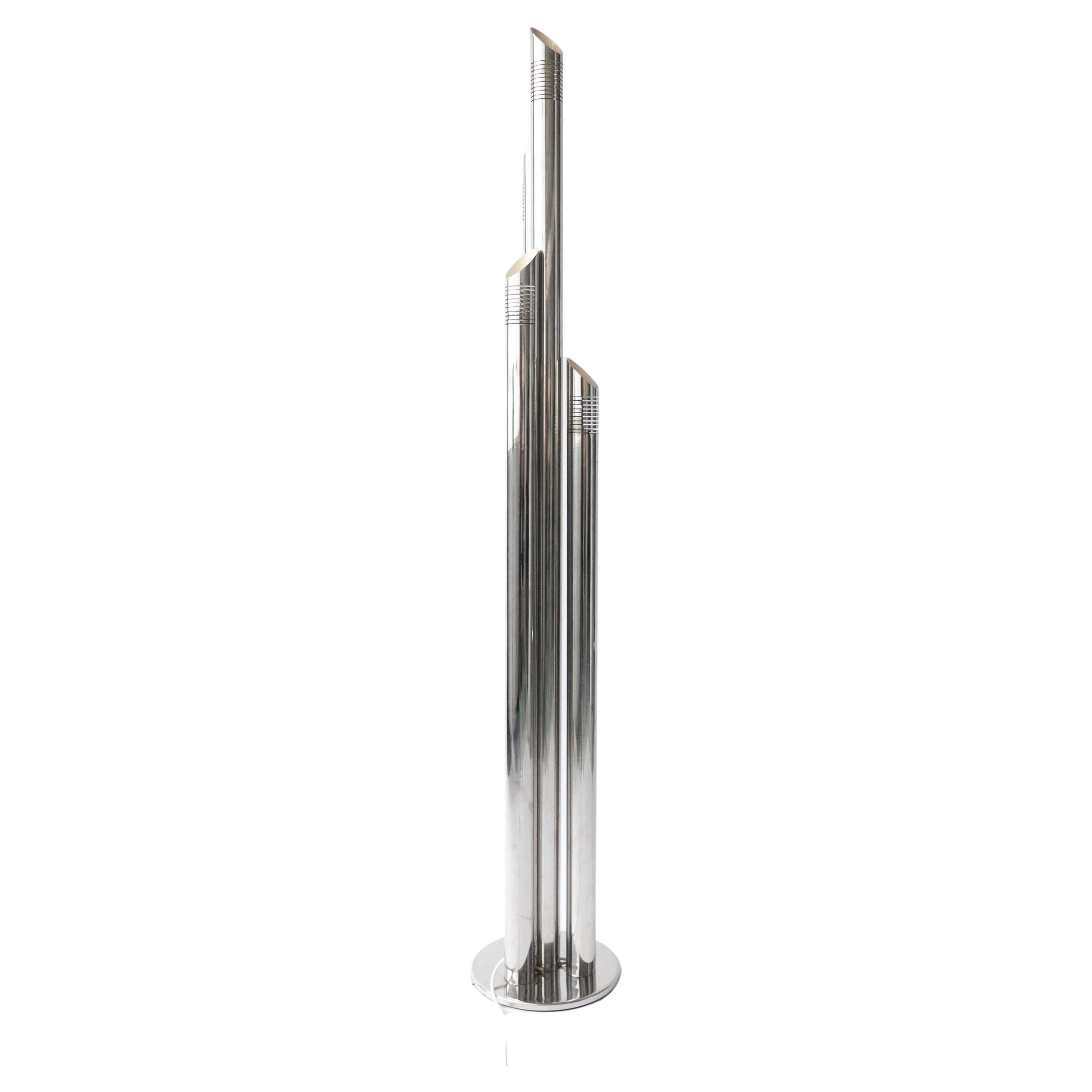 Sculptural Chromed Floor Lamp by Goffredo Reggiani, Italian Collectible Design For Sale
