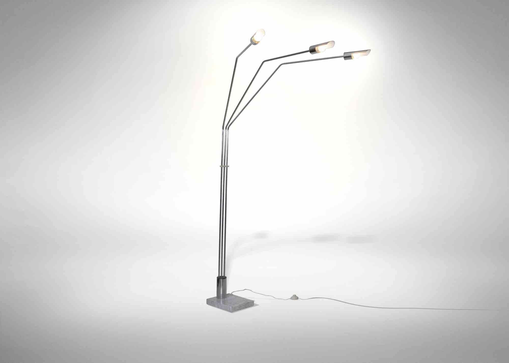 French Vintage Chromed Floor Lamp, Italy, 1970s For Sale