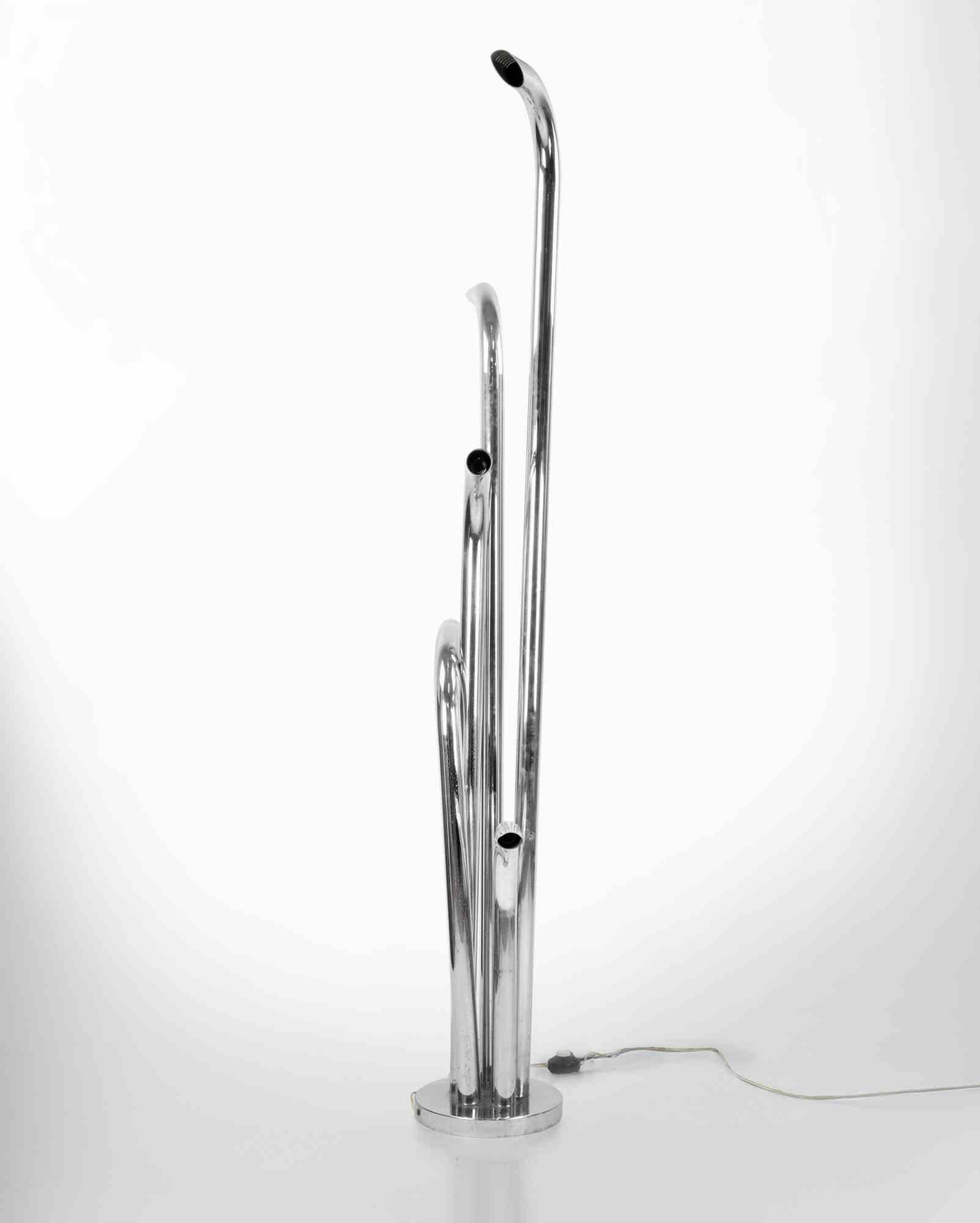 Italian Vintage Chromed Floor Lamp, Italy 1970s For Sale