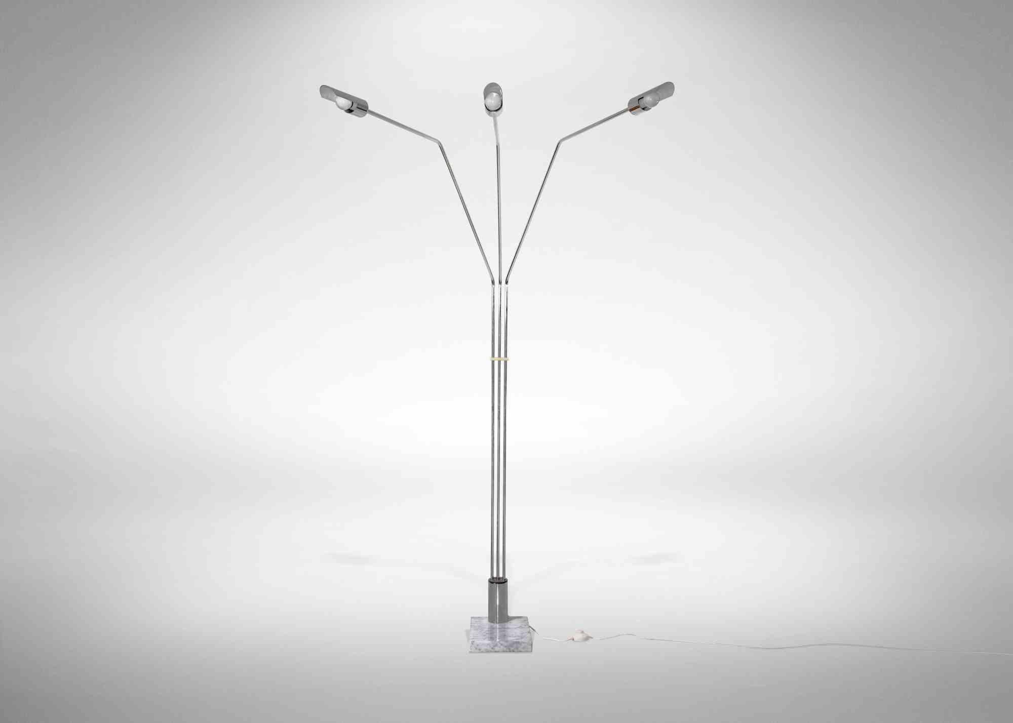 Vintage Chromed Floor Lamp, Italy, 1970s In Good Condition For Sale In Roma, IT