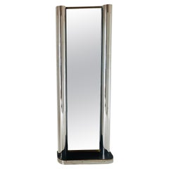 Vintage Chromed Floor Mirror, Italy, 1970s