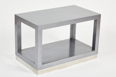 Vintage Chromed Steel and Enameled Wood Side Table in the Style of Karl Springer