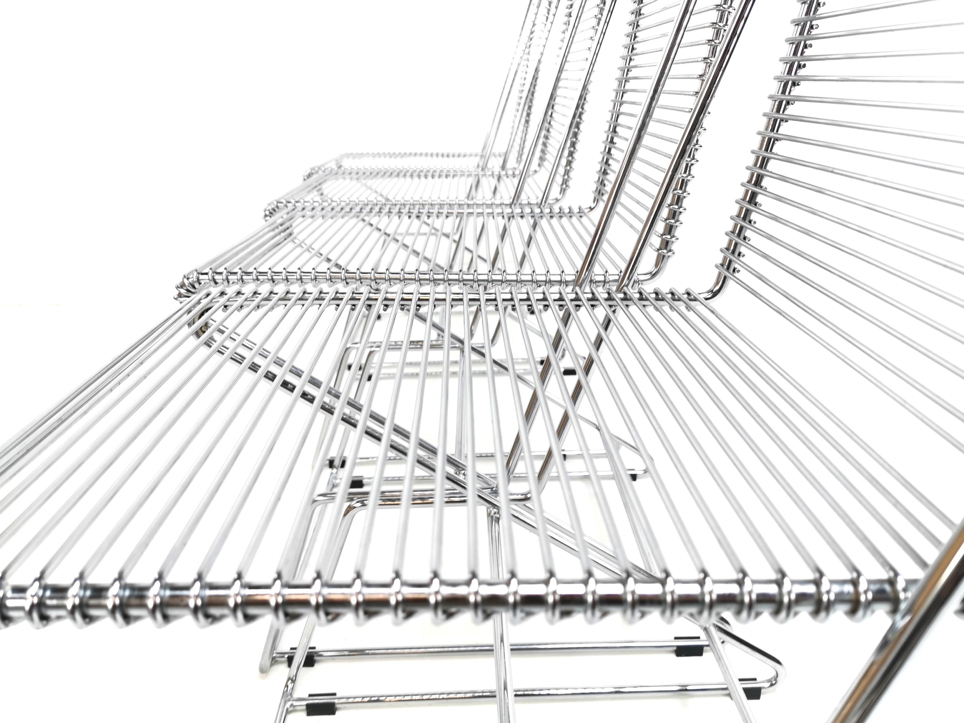 Mid-Century Modern Vintage Chromed Steel Wire Chairs by till Behrens for Schlubach, Germany