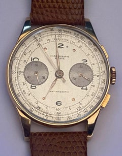Cronografo Suisse d'epoca in oro rosa 18ct antimagnetico 17 Jewell Ca 1950's
