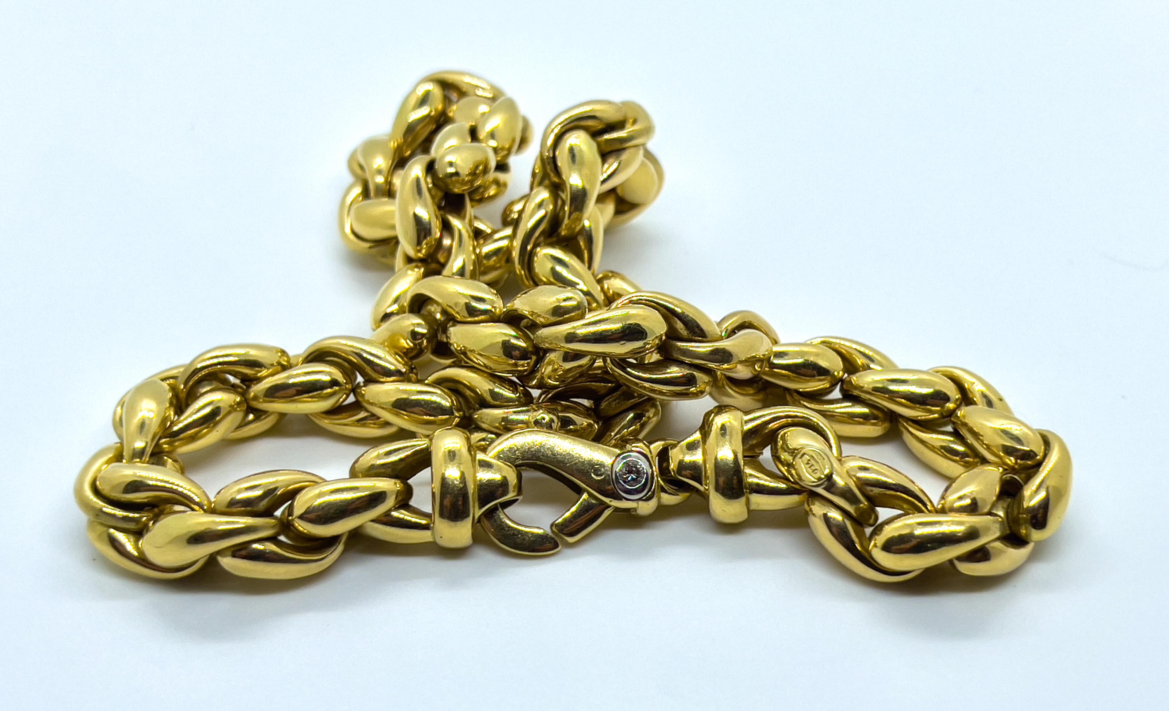 Vintage Chunky Kette Halskette 18 Karat Gelbgold Diamant (Moderne)