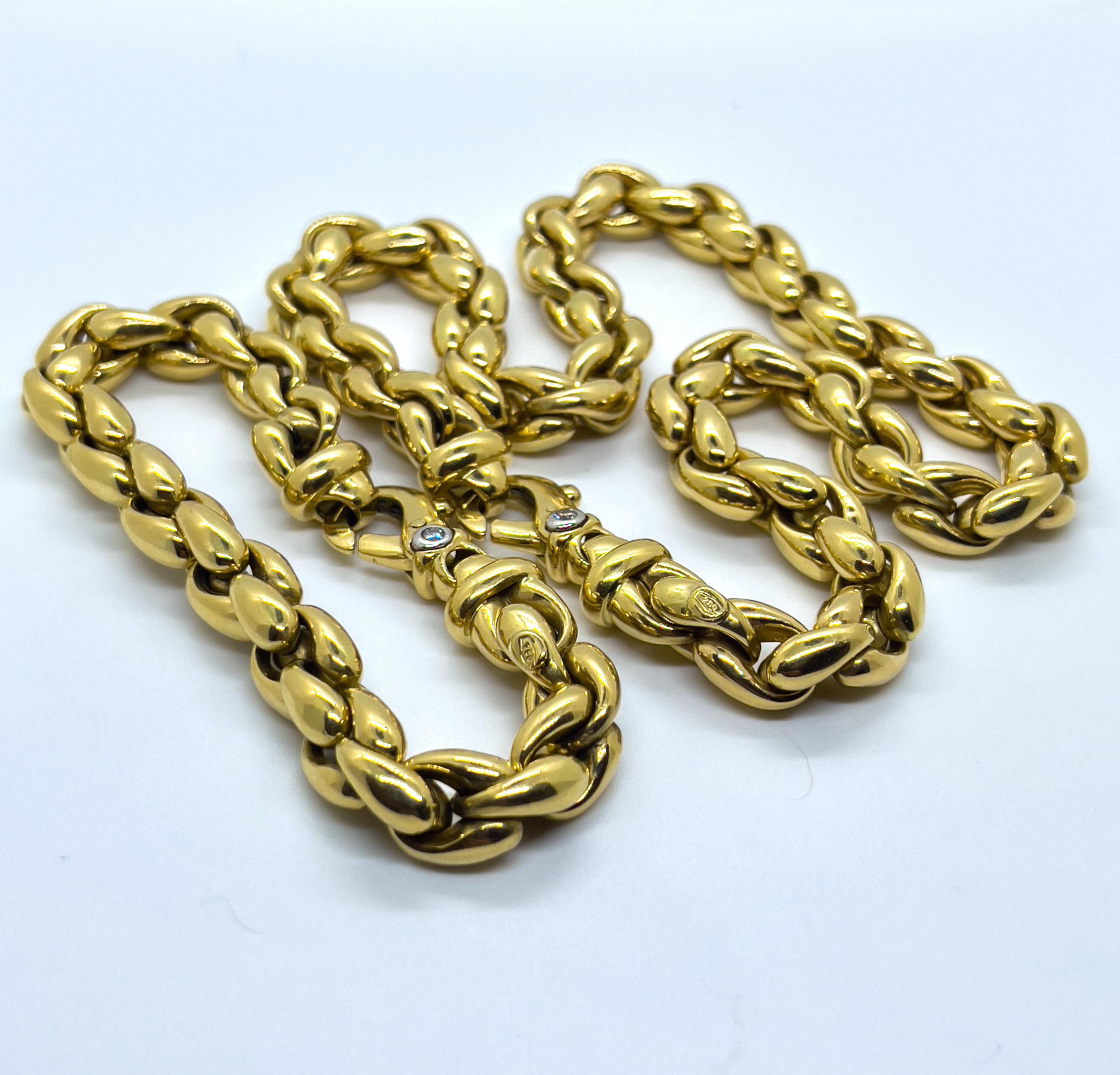 Vintage Chunky Kette Halskette 18 Karat Gelbgold Diamant (Brillantschliff)