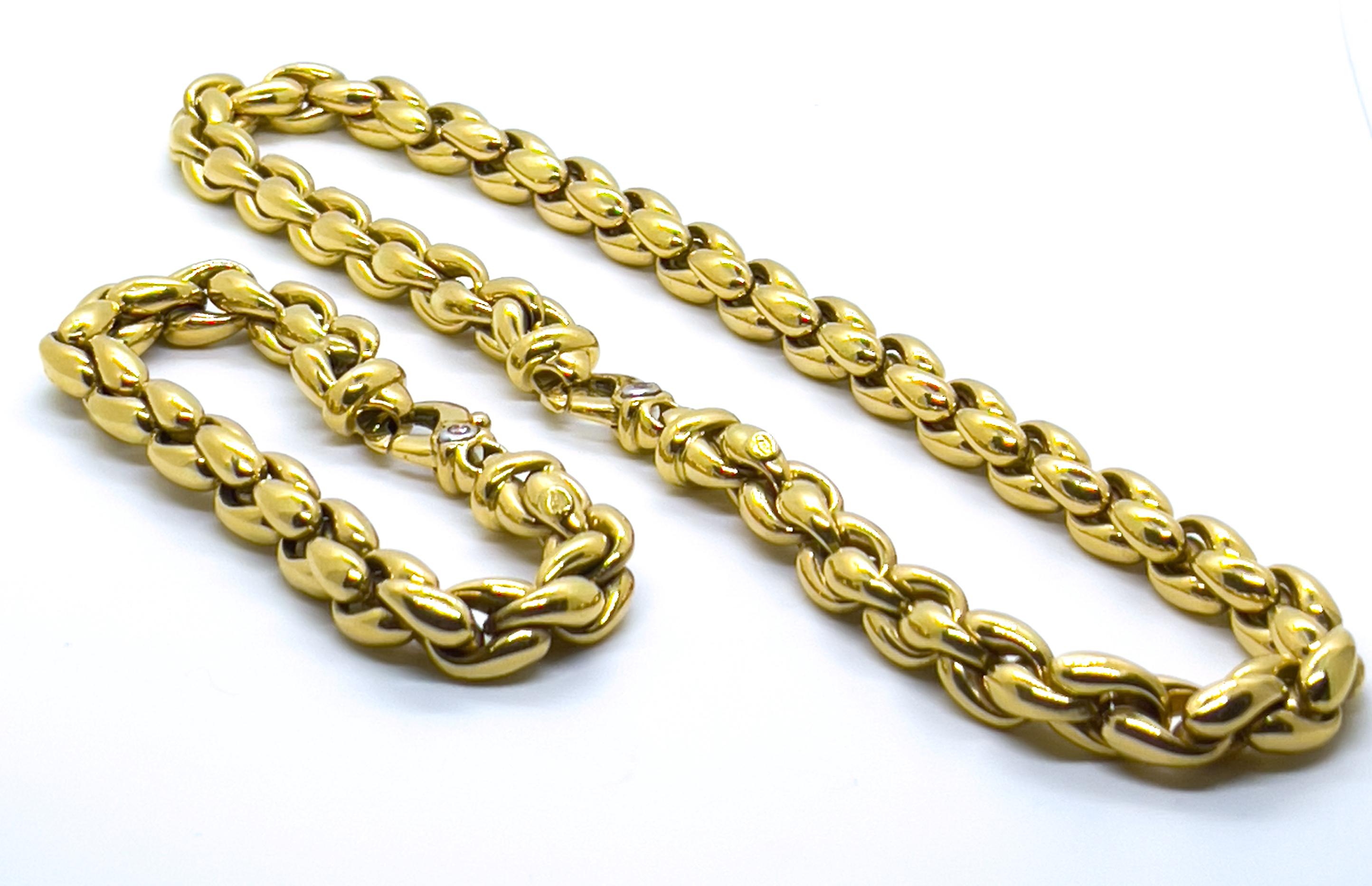 Vintage Chunky Kette Halskette 18 Karat Gelbgold Diamant im Zustand „Hervorragend“ in Geneva, CH