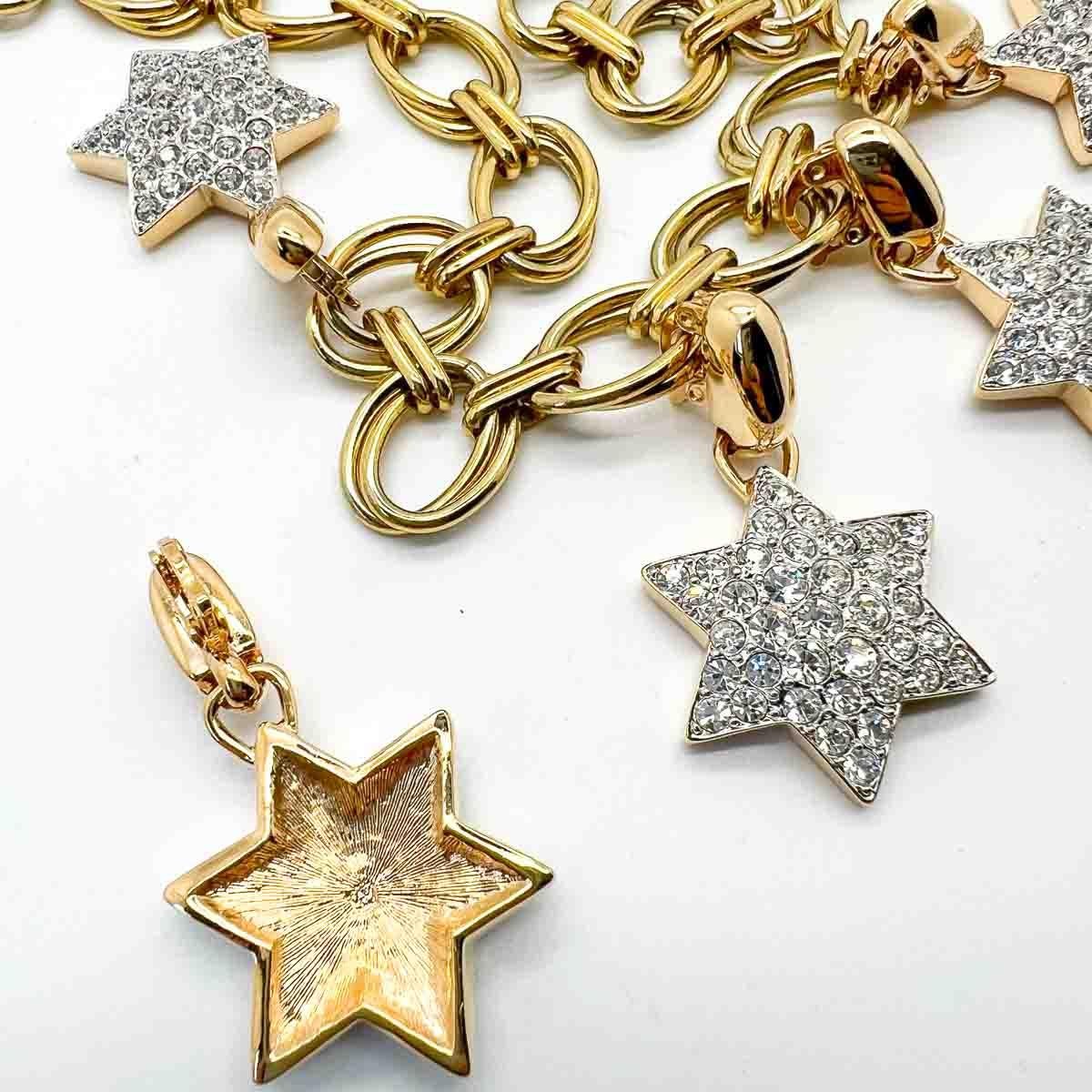 vintage chunky chain star charm necklace 1980s In Good Condition For Sale In Wilmslow, GB