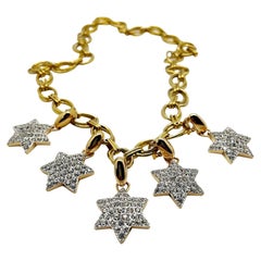 Retro chunky chain star charm necklace 1980s