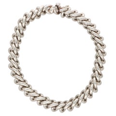 Vintage Chunky Choker Chain Necklace in Solid Silver