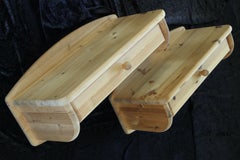 Vintage Chunky Danish Wall Hanging Bedside Tables in Pine, 1970s/80s, Set of 2