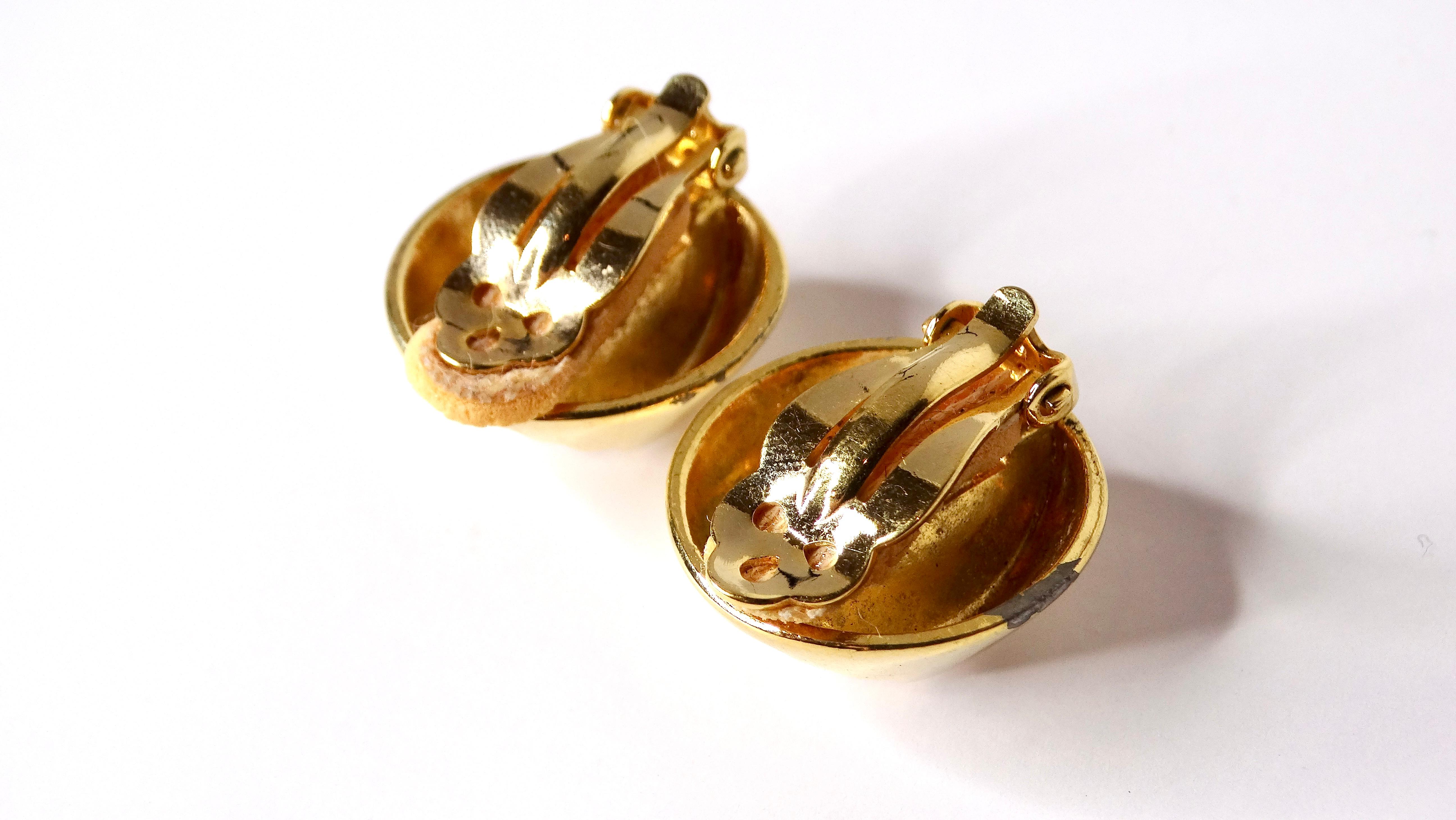 Pendientes de clip geométricos vintage de cristal y chapados en oro de 14k en Bueno estado para la venta en Scottsdale, AZ