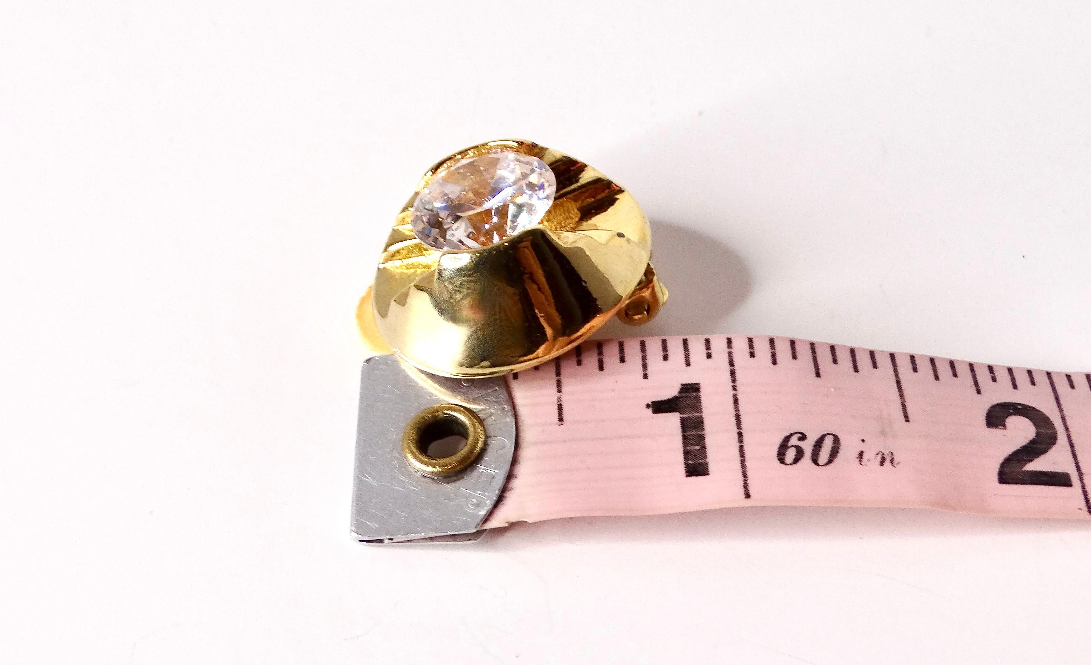 De las mujeres Pendientes de clip geométricos vintage de cristal y chapados en oro de 14k en venta