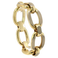 Vintage Chunky Gold Bracelet Uno A Erre 14K Two Tone Gold Bracelet