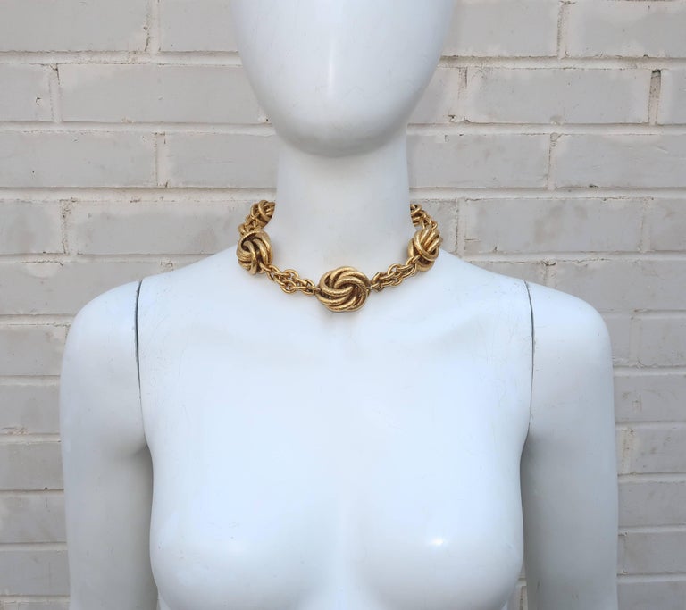 Vintage Chunky Gold Knot Chain Necklace at 1stDibs chunky gold chain