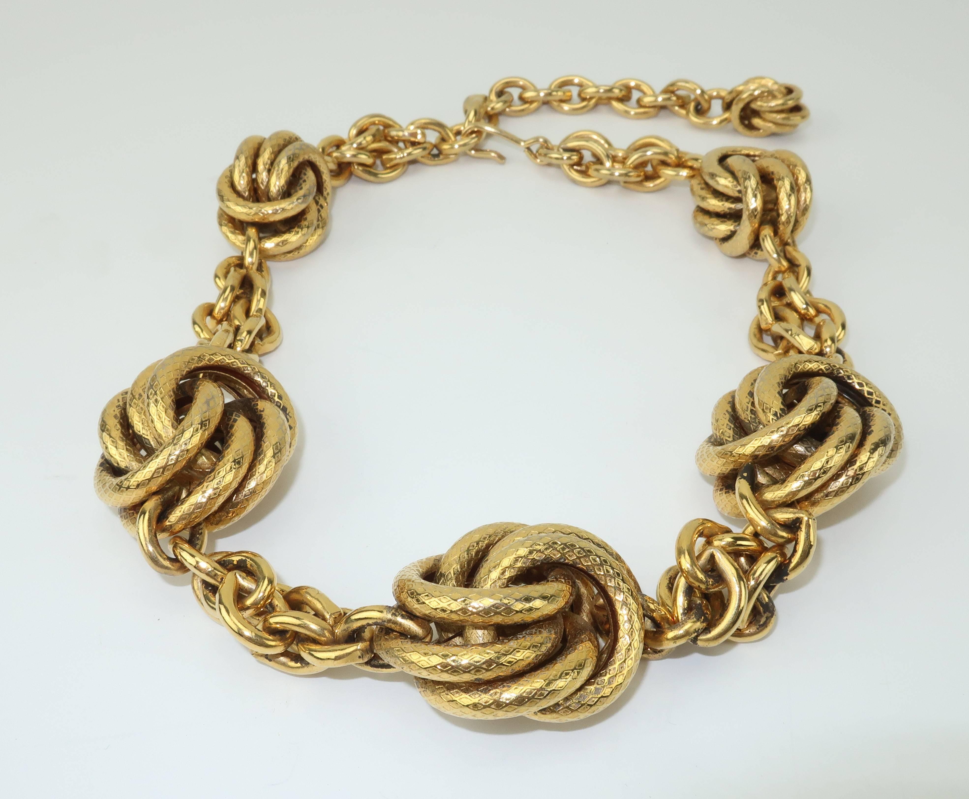 Modern Vintage Chunky Gold Knot Chain Necklace