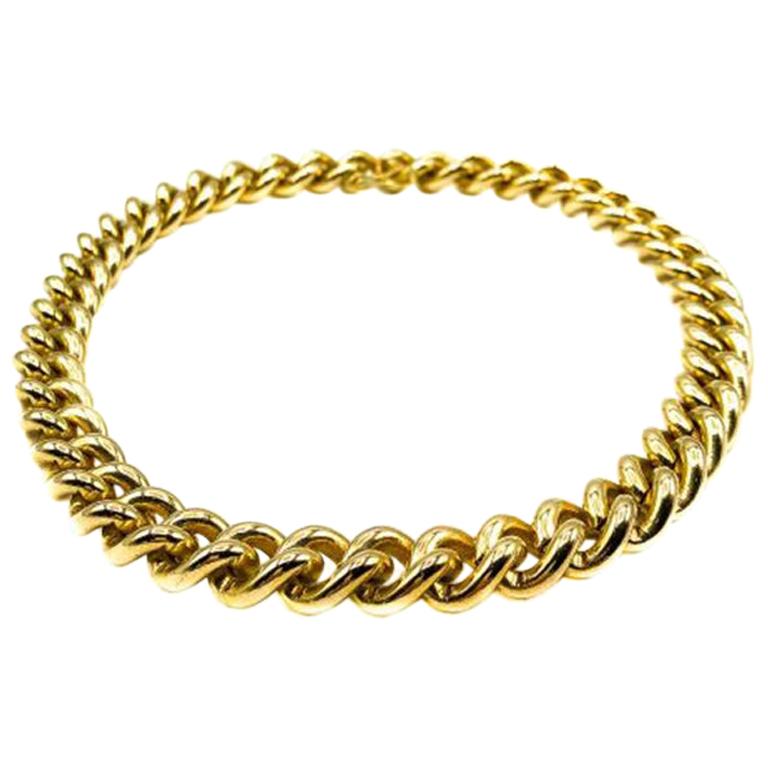 Vintage Chunky Gold Statement Curb Chain Collar 1980s