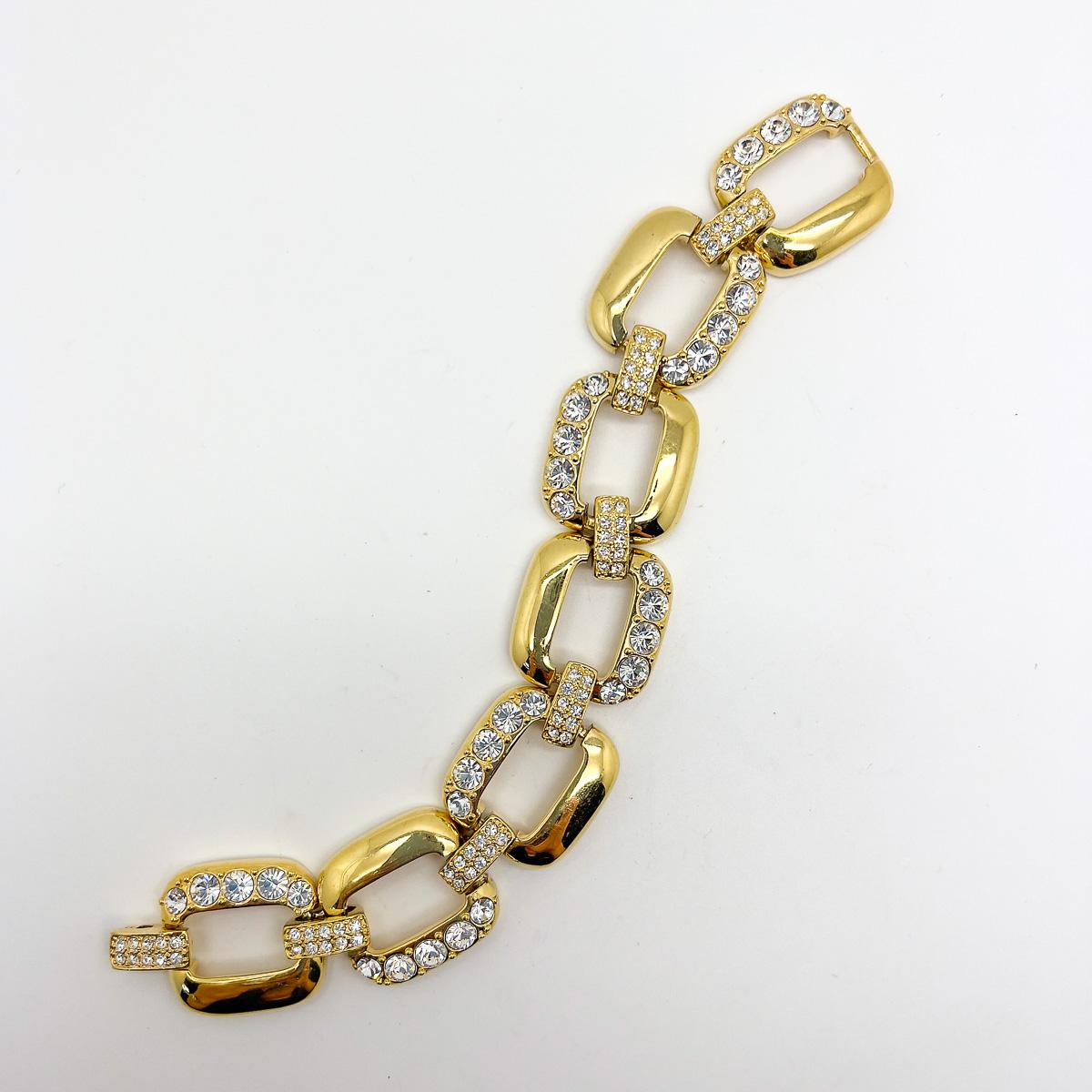 Vintage Chunky Link Crystal Bracelet 1990s In Good Condition For Sale In Wilmslow, GB