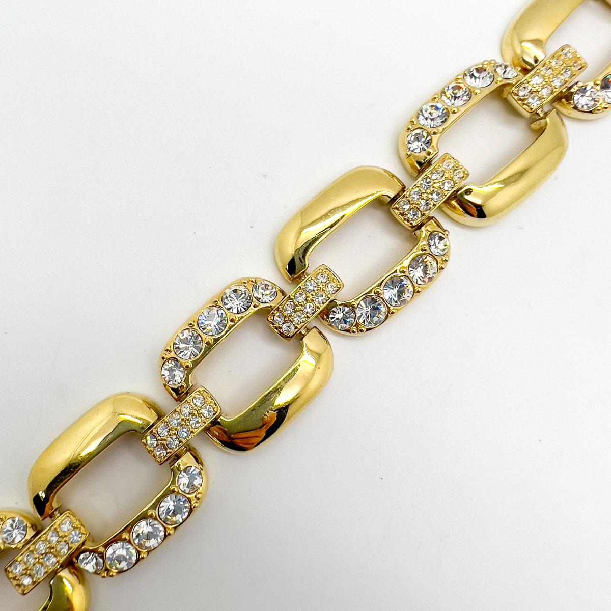 Women's Vintage Chunky Link Crystal Bracelet 1990s For Sale