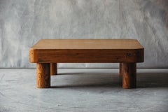 Table basse vintage en pin épais de France, vers 1960
