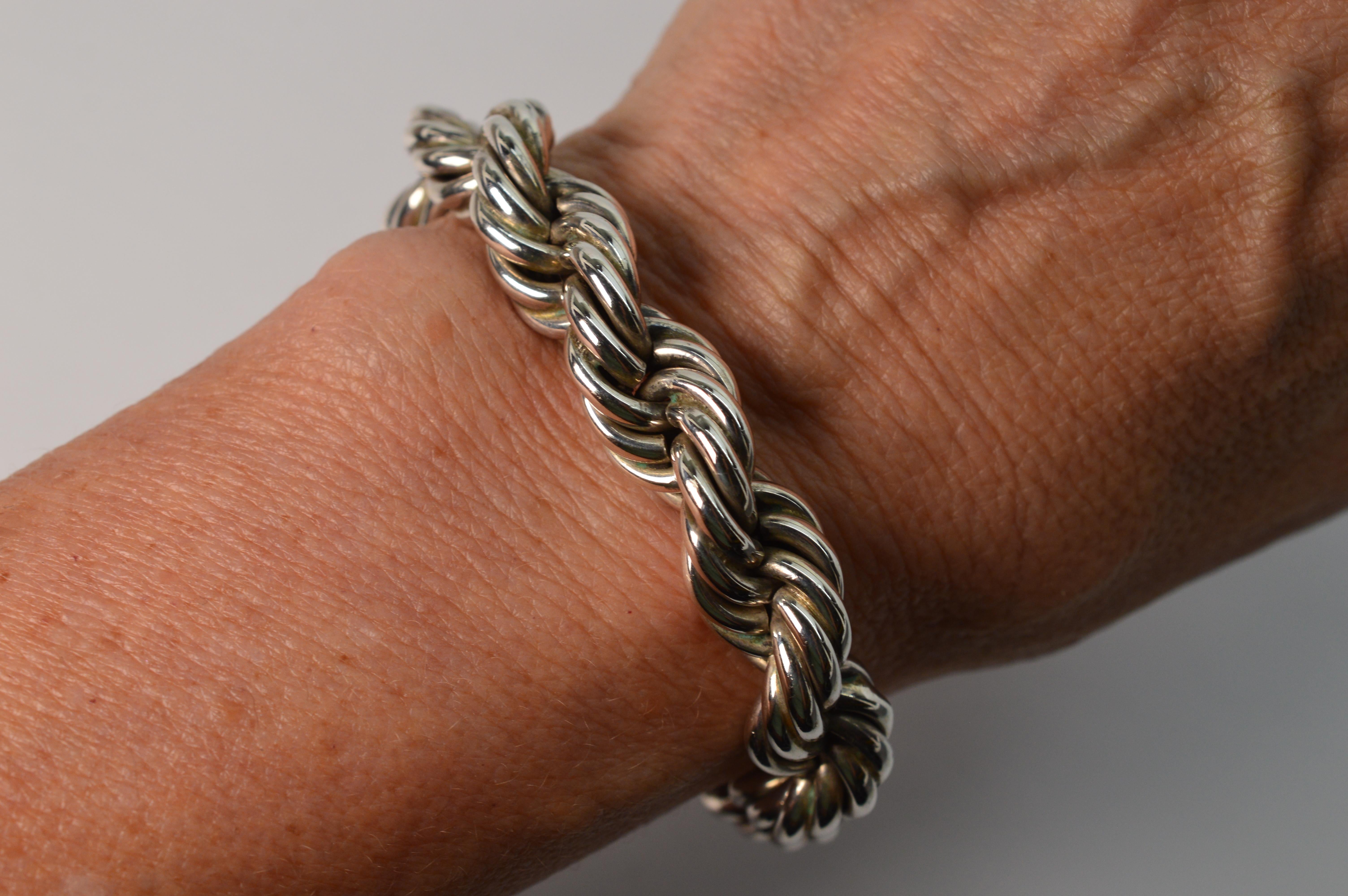 Chunky Sterling Silber Seil-Armband für Damen oder Herren