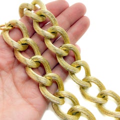 Vintage 1960s Light Gold Textured Chain Link Collar Necklace, 45cm