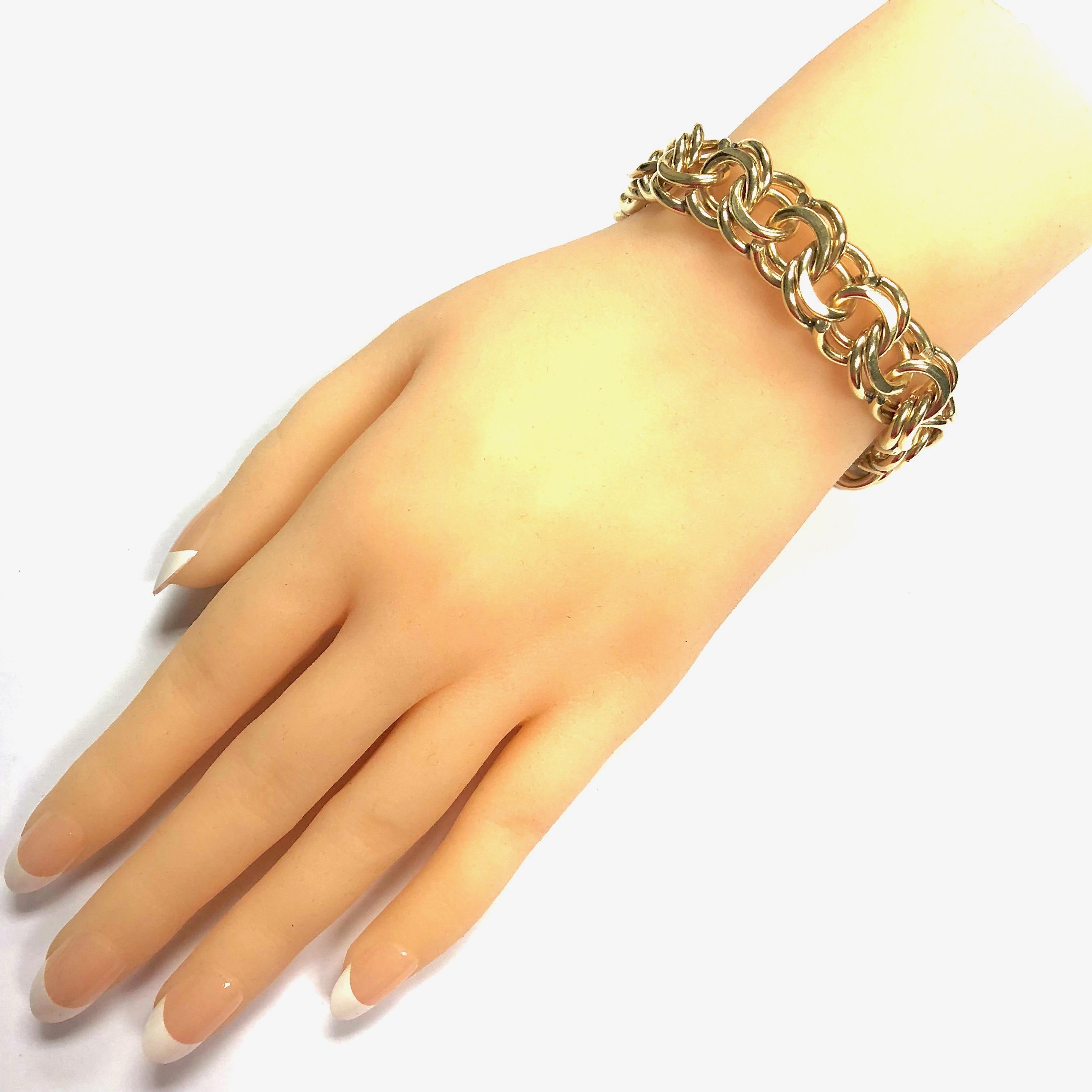 Women's or Men's Vintage Chunky Yellow Gold Charm Bracelet