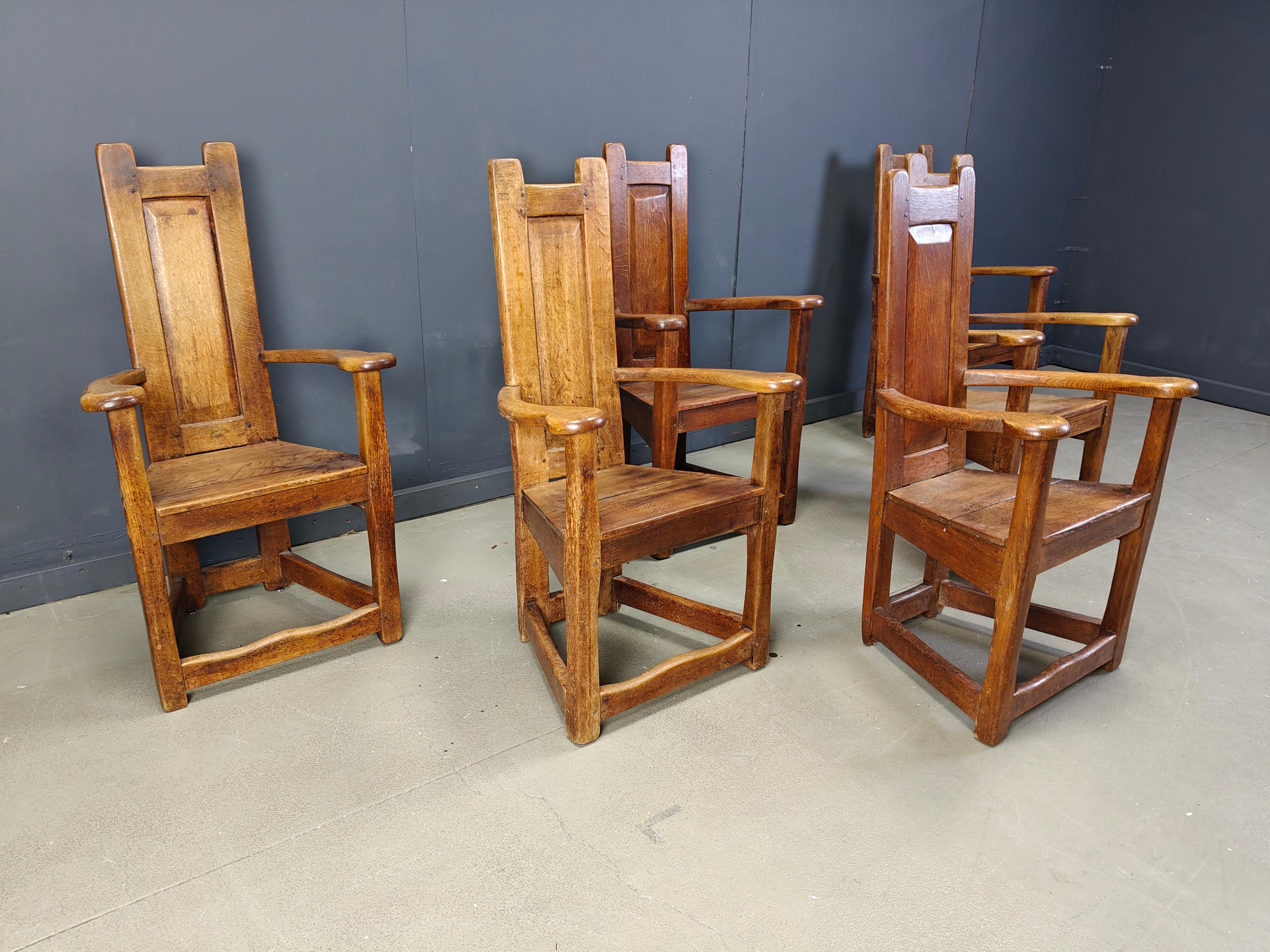 Metà XX secolo Set di 6 sedie da chiesa vintage - anni '50 in vendita
