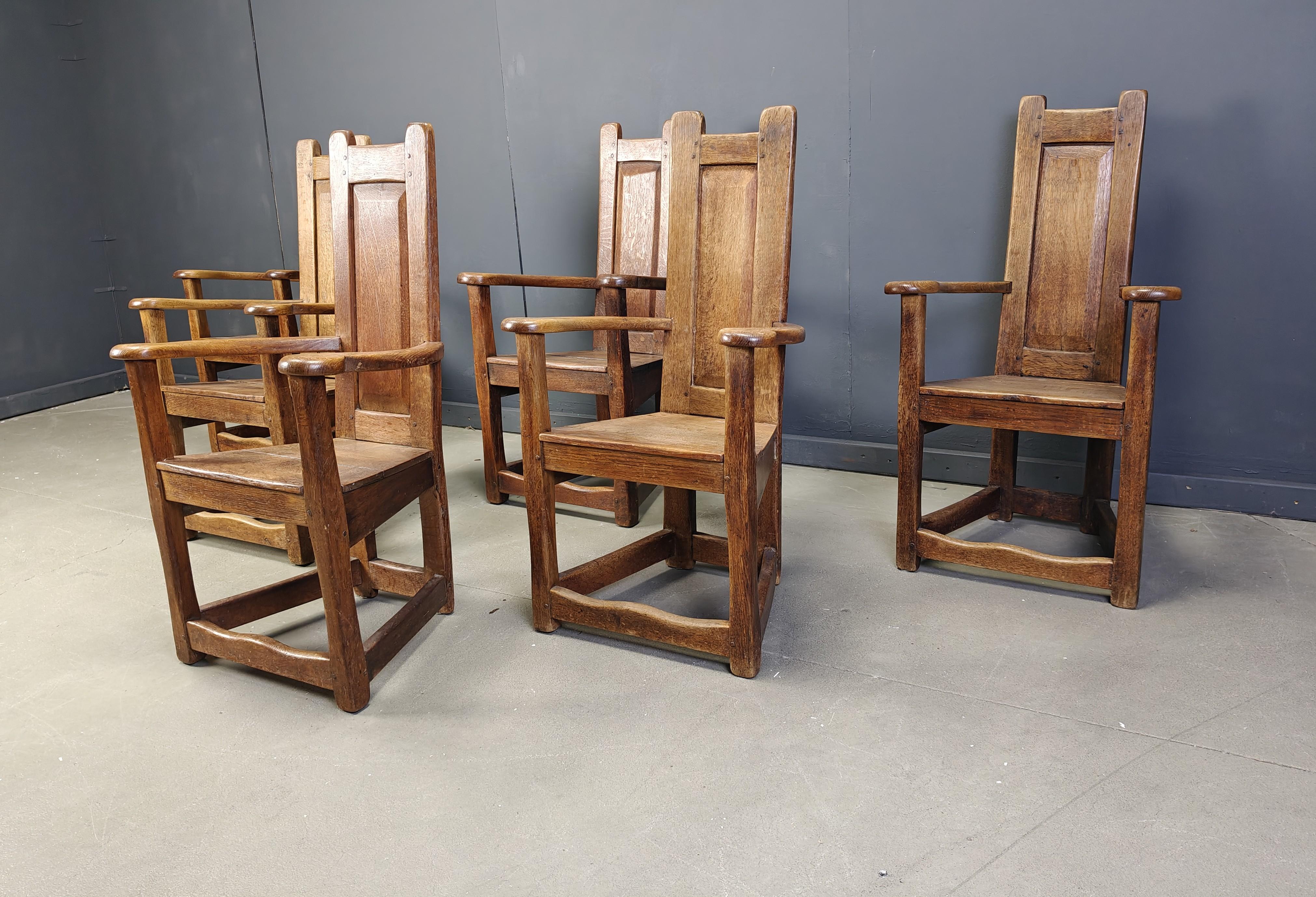 Quercia Set di 6 sedie da chiesa vintage - anni '50 in vendita
