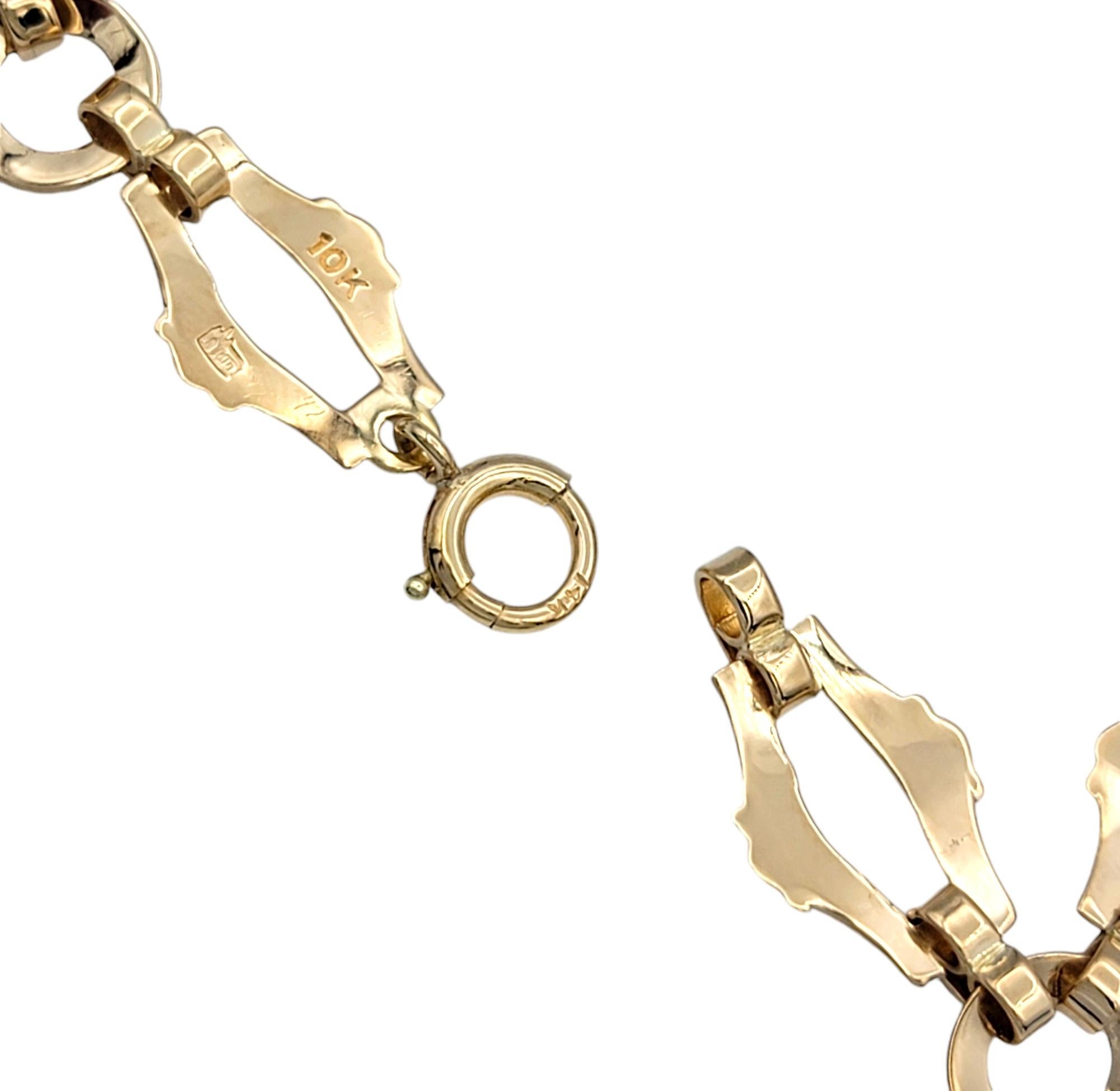 Women's Vintage Church & Company Round Cut Blue Zircon Ornate Rose Gold Link Bracelet For Sale