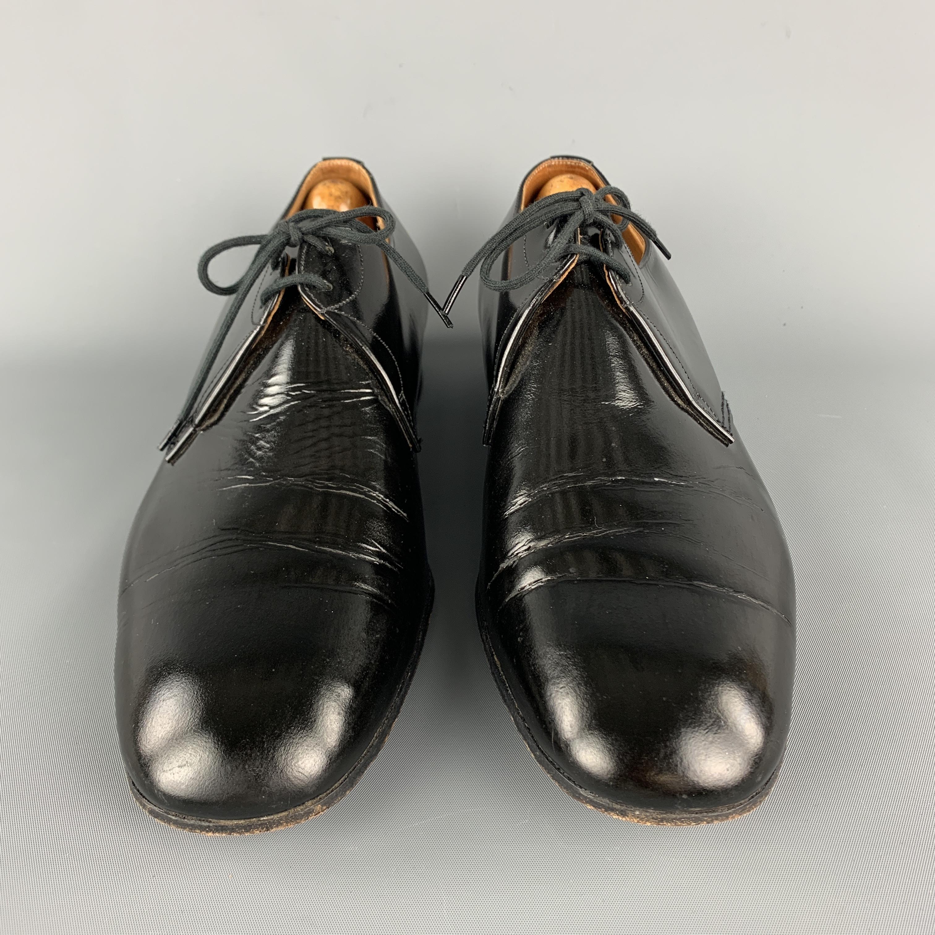 Vintage CHURCH'S Size 9 Black Patent Leather Leather Sole Lace Up Shoes In Excellent Condition In San Francisco, CA