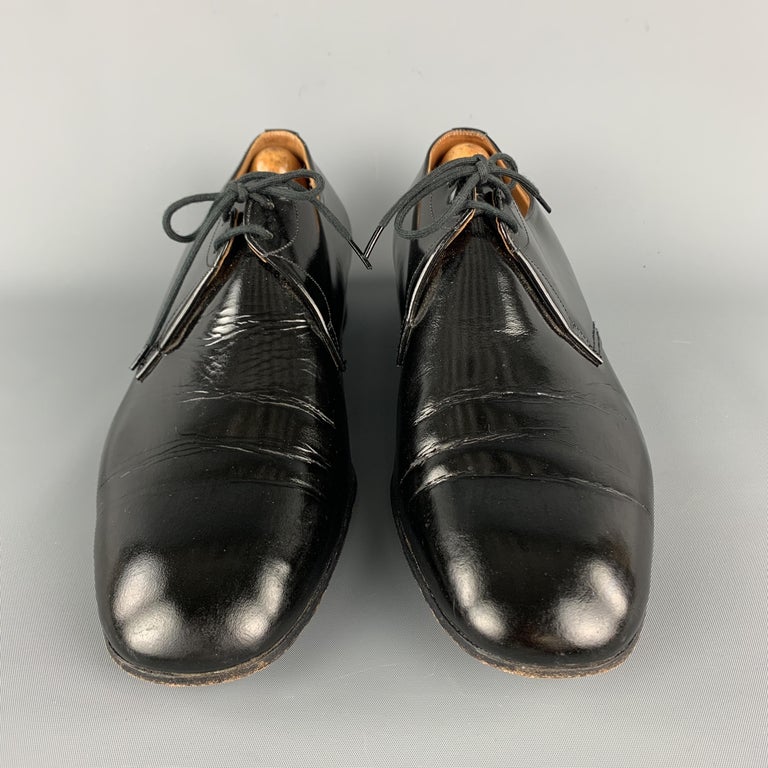 Vintage CHURCH'S Size 9 Black Patent Leather Leather Sole Lace Up Shoes ...