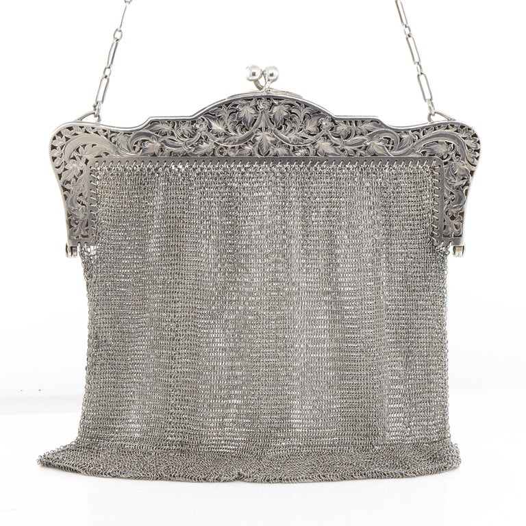 Vintage silver mesh purse top