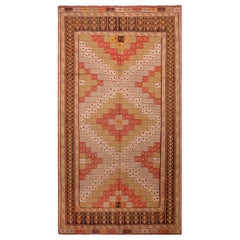 Vintage Cicim Geometric Beige and Pastel Wool Kilim Rug