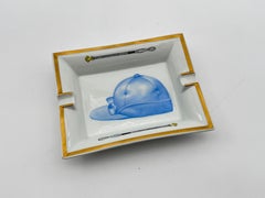 Vintage Cigar Ashtray Blue Jockey Helmet/Hat by Hermès in Porcelain