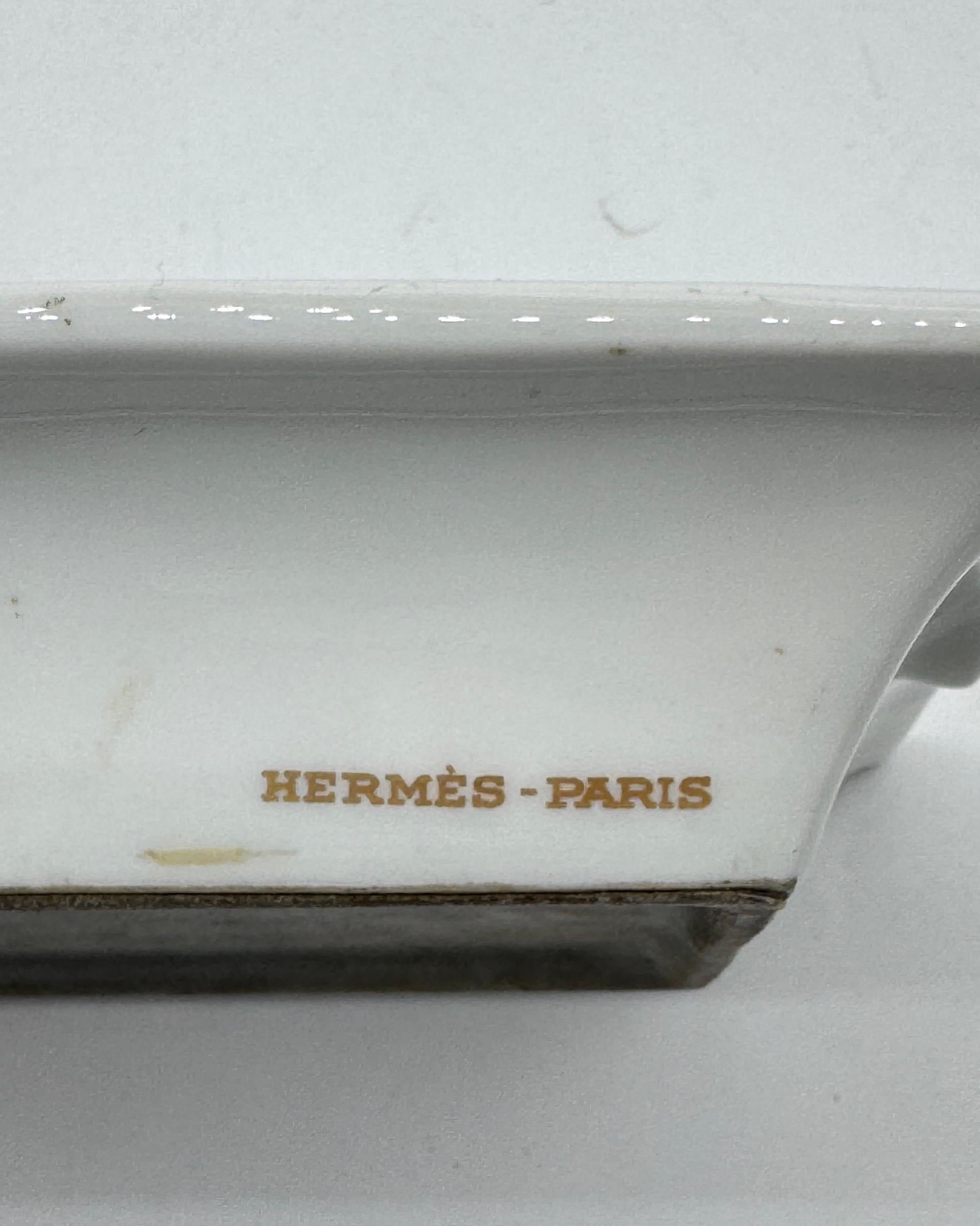 French Vintage Cigar Ashtray Blue Jockey Helmet/Hat by Hermès in Porcelain For Sale