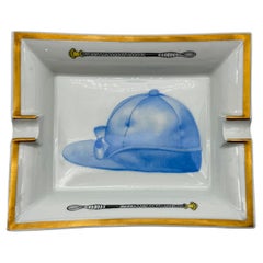 Vintage Cigar Ashtray Blue Jockey Helmet/Hat by Hermès in Porcelain