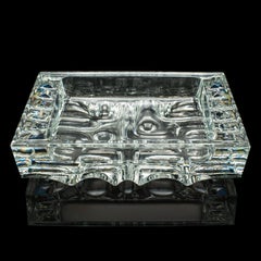 Vintage Cigar Ashtray, Czech, Bohemian Art Glass, Decorative Tray, Circa 1970