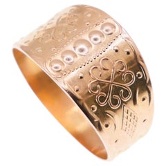 Vintage Cigar Band Ring or massif 18K Ø 12.5 US / 6.3 gr