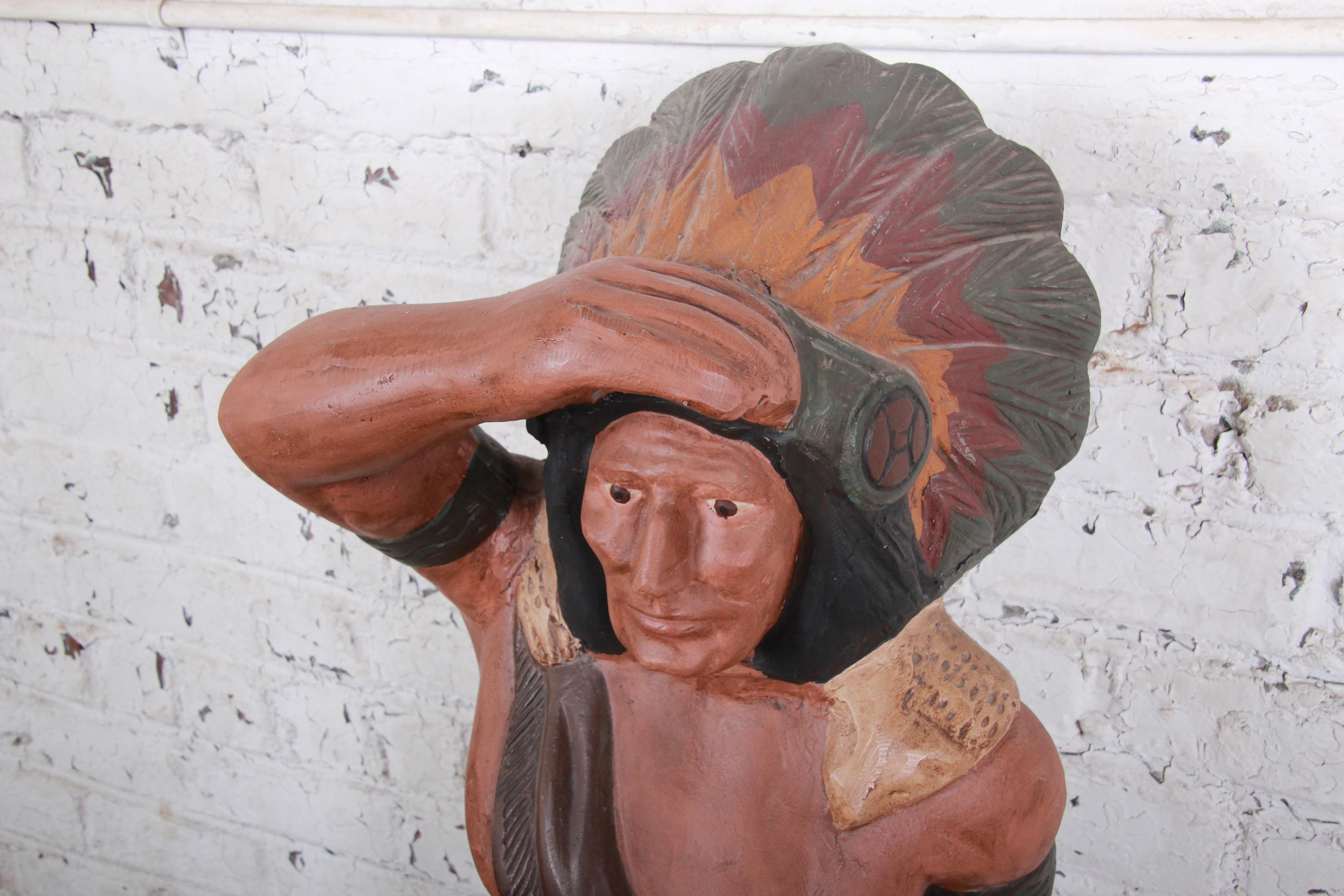 vintage wooden indian statue