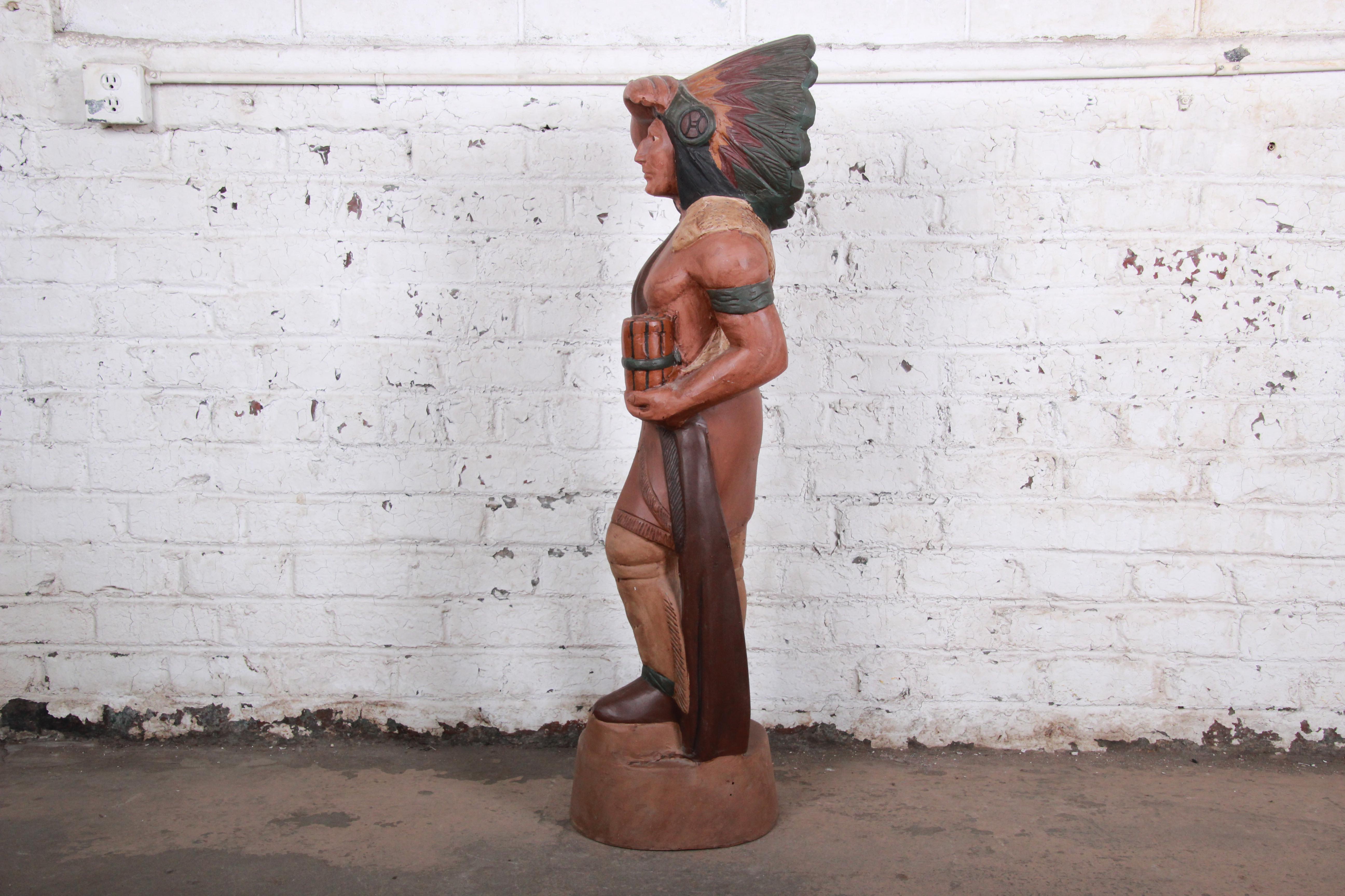 Vintage Cigar Store Indian Statue In Good Condition In South Bend, IN
