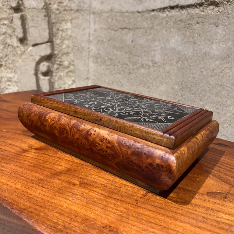 Vintage Cigarette Dispenser Burlwood Box For Sale at 1stDibs