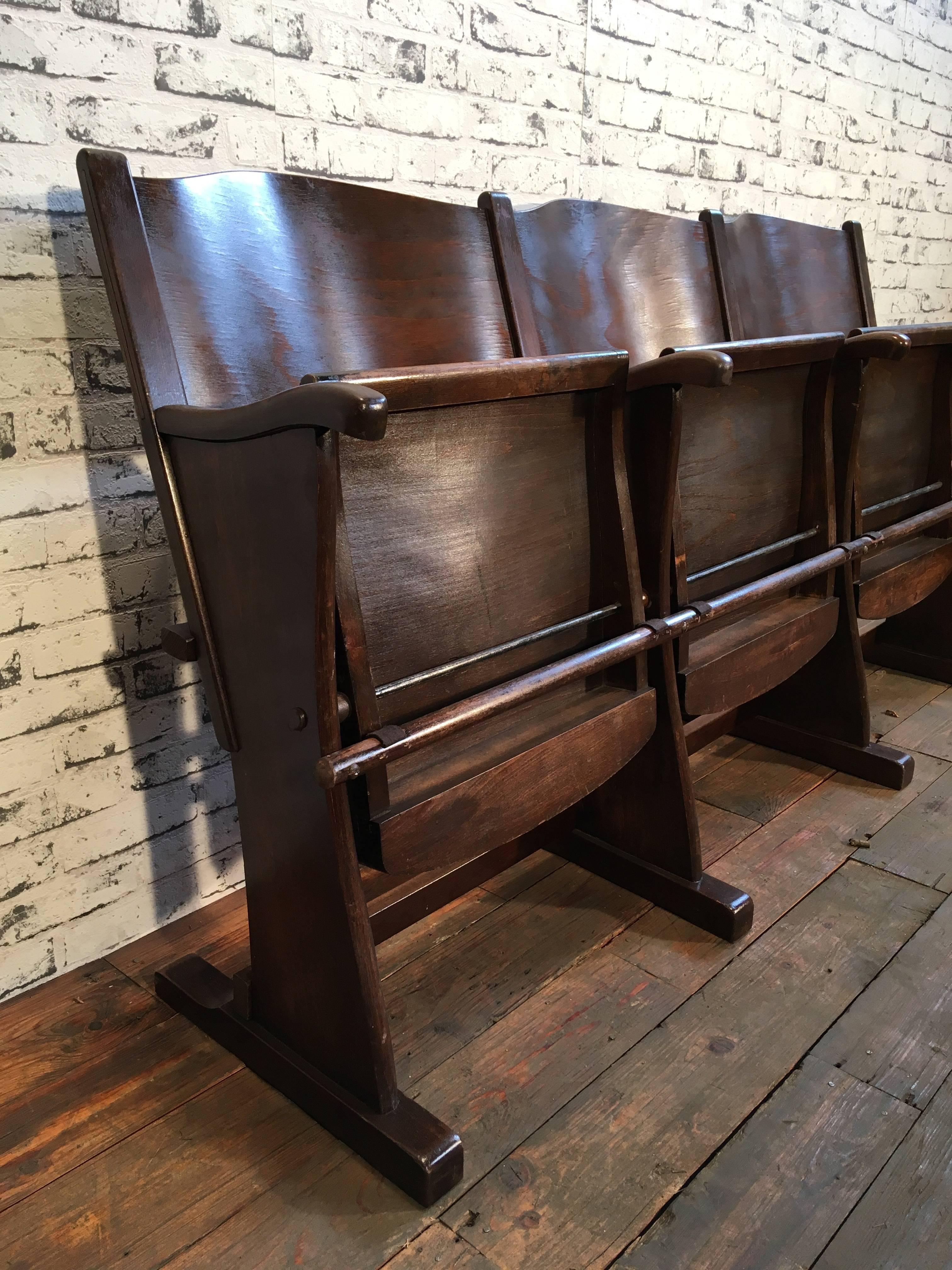 Mid-Century Modern Vintage Cinema Bench, Three-Seat, 1950s