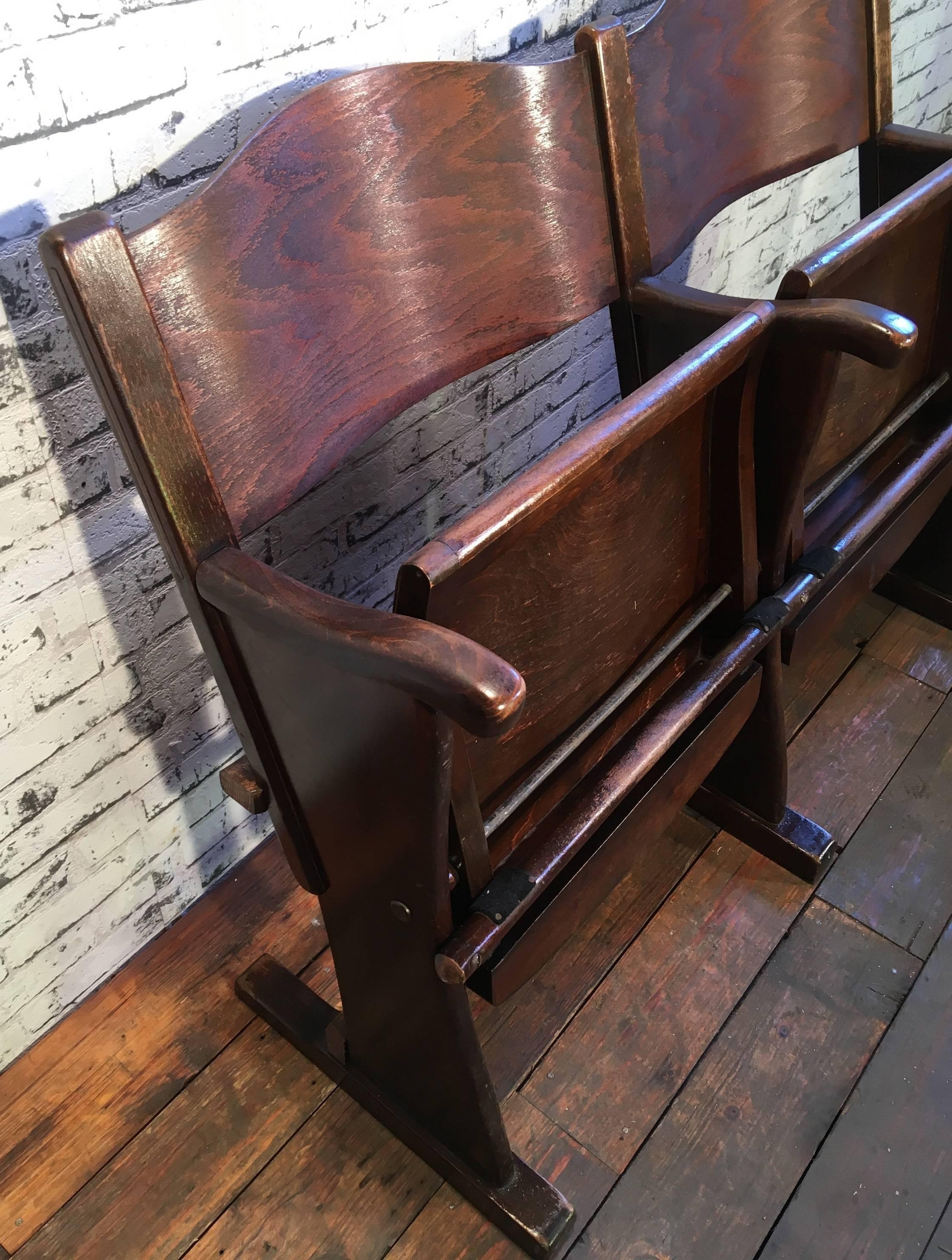 Czech Vintage Cinema Bench, Two-Seat, 1950s